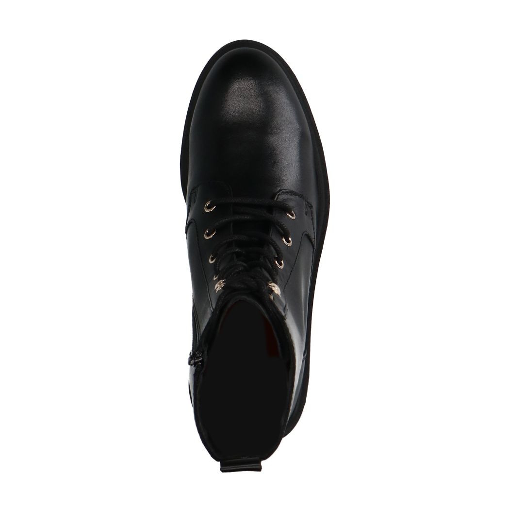 Schwarze Lederschnürstiefeletten
