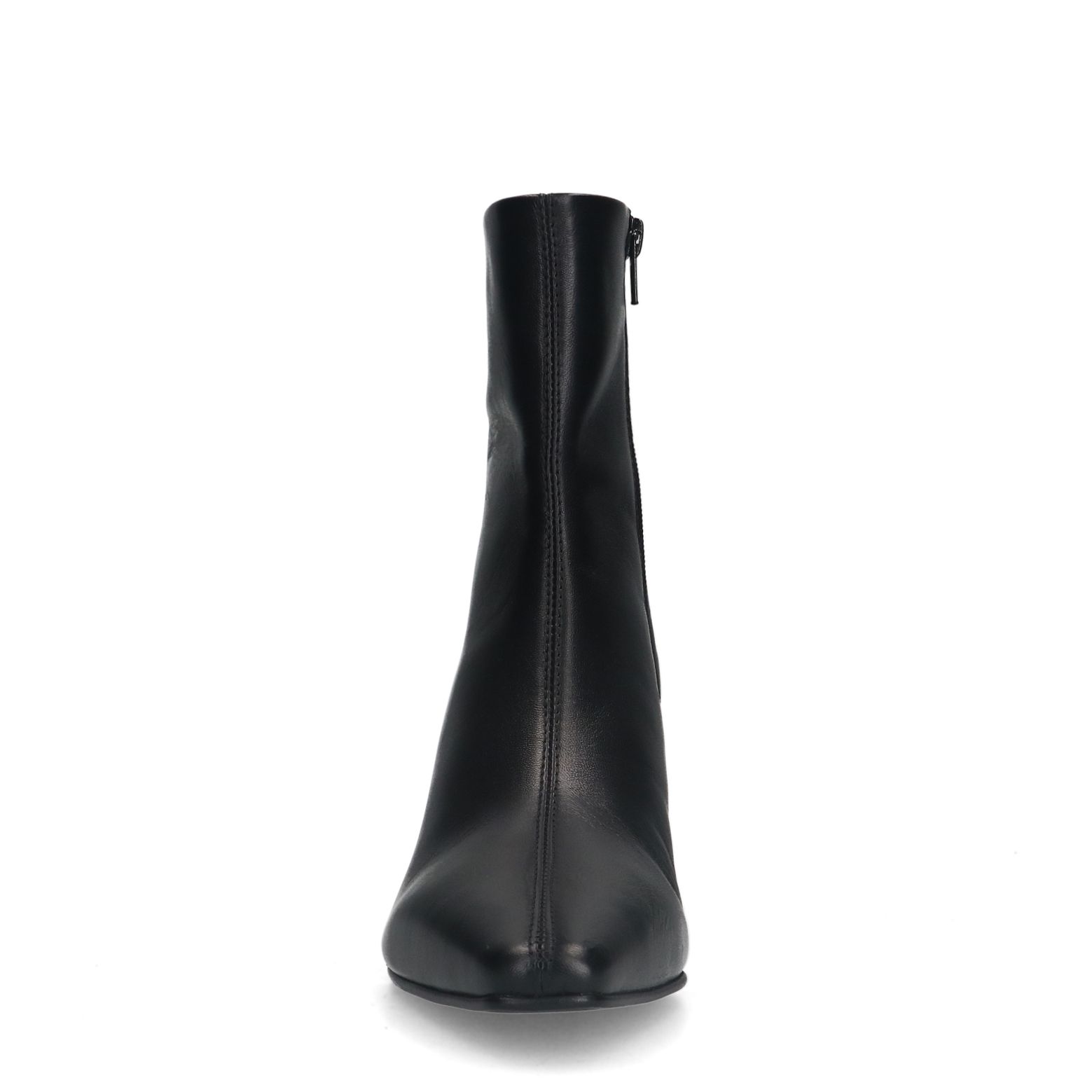 Schwarze Lederstiefeletten mit Absatz