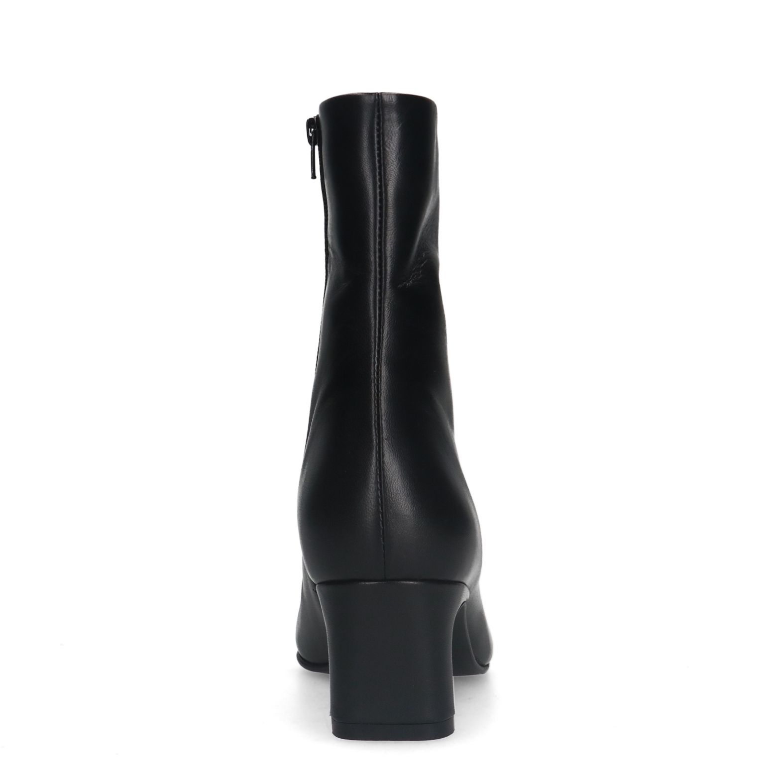 Schwarze Lederstiefeletten mit Absatz
