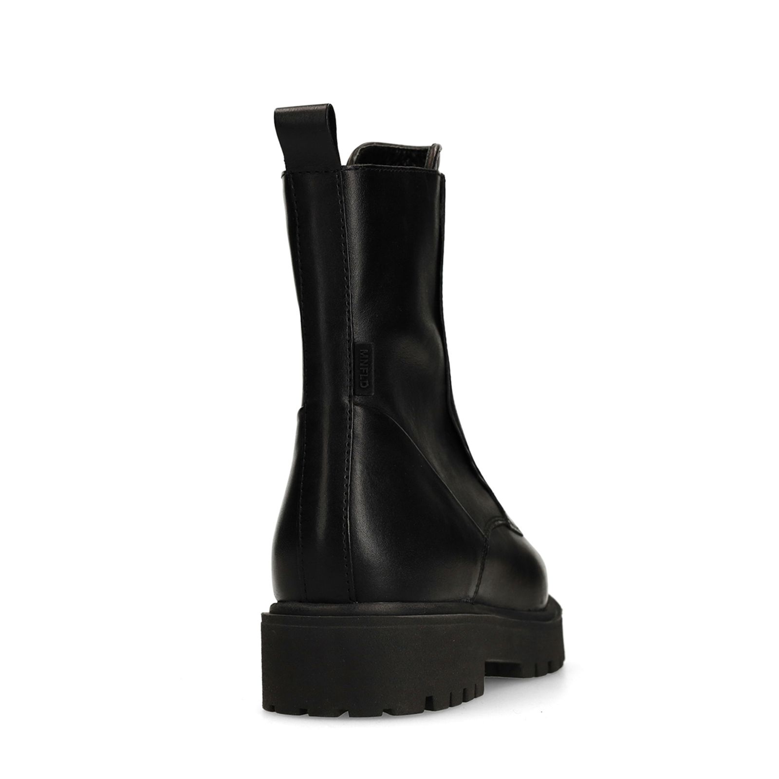 Schwarze Lederstiefeletten mit Reißverschluss