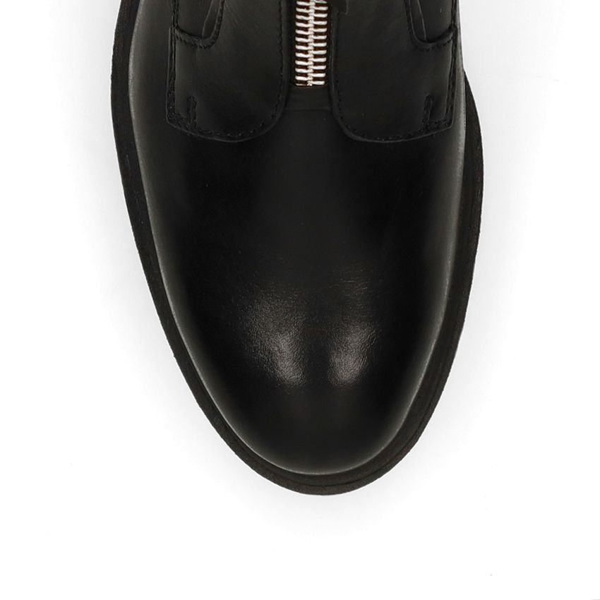 Schwarze Lederstiefeletten mit Reißverschluss