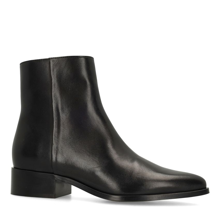 Schwarze Lederstiefeletten