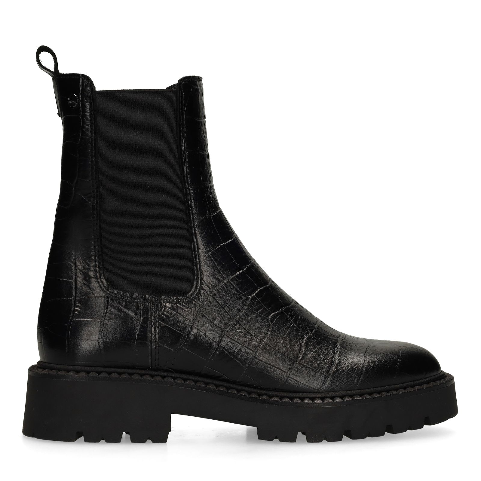 Zwarte leren croco chelsea boots