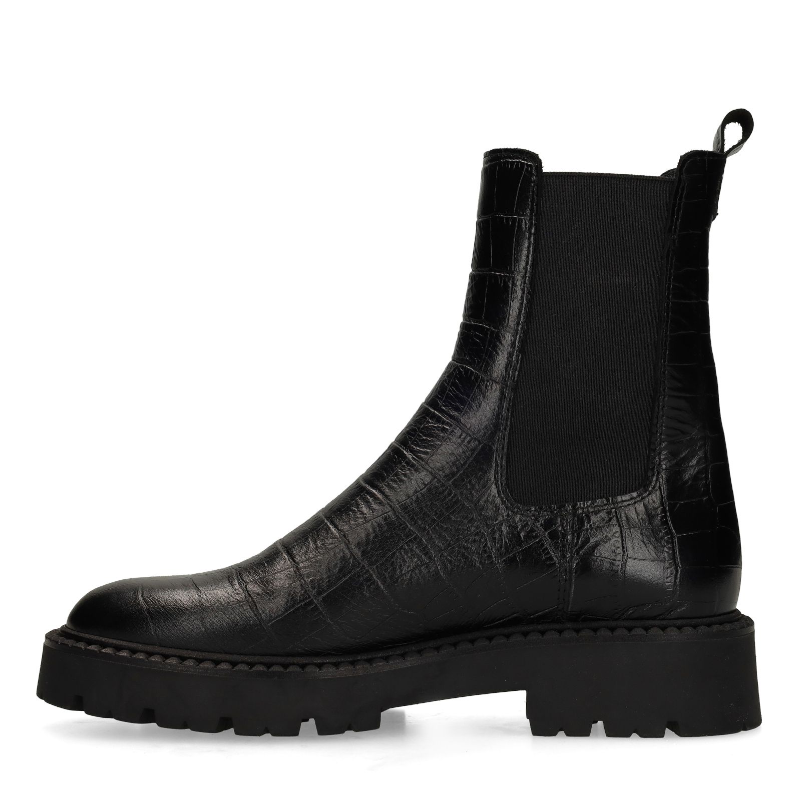 Zwarte leren croco chelsea boots