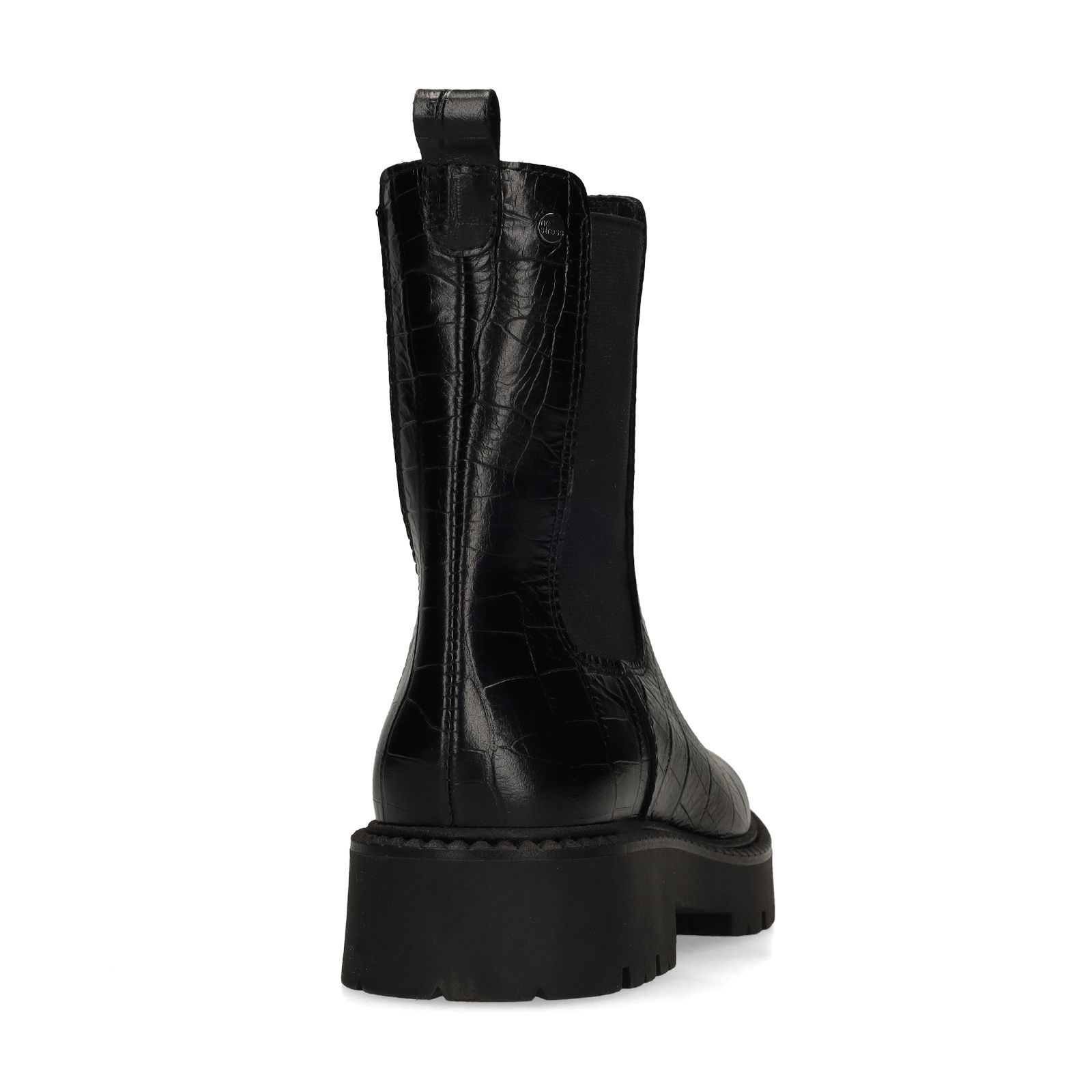 Zwarte leren croco chelsea boots