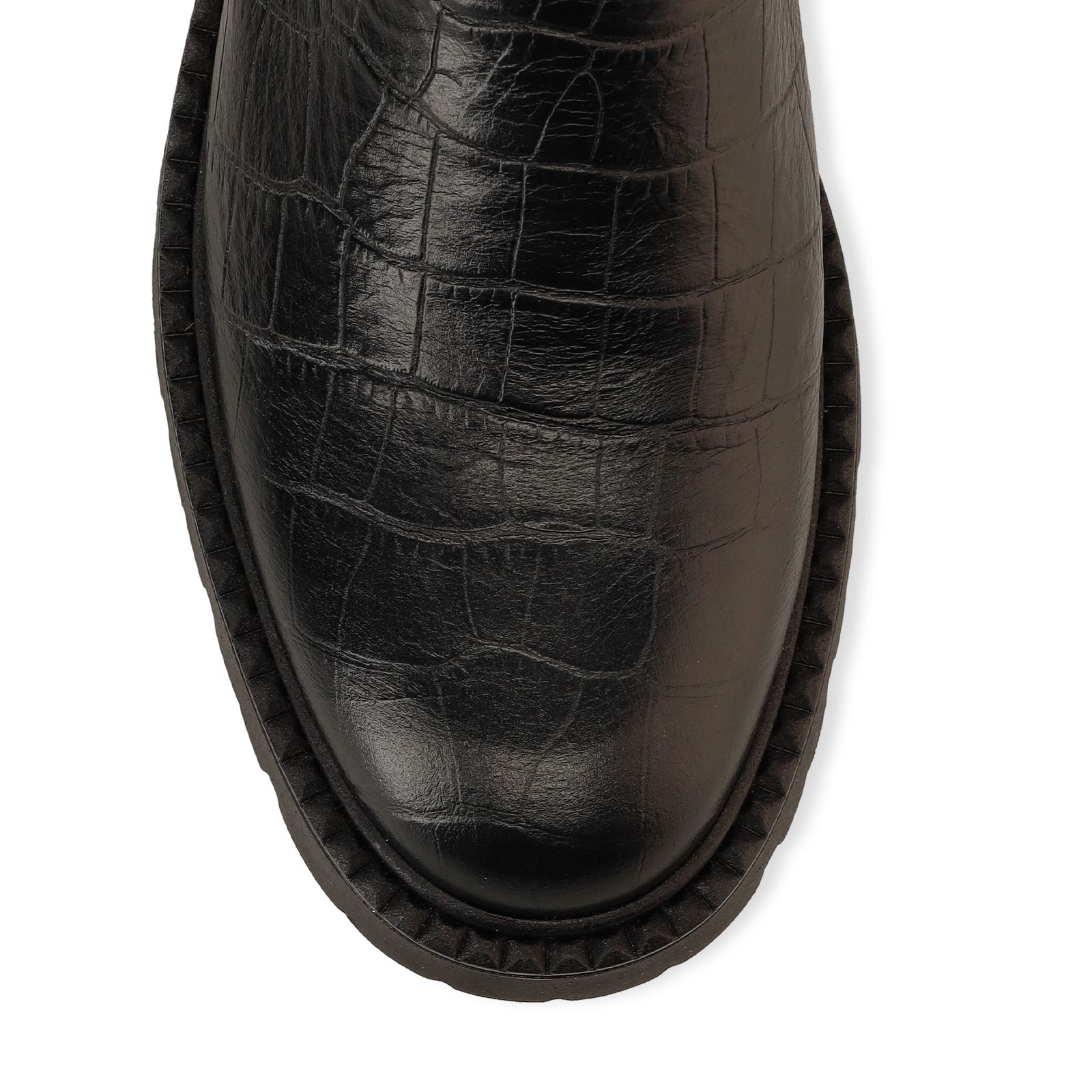 Zwarte leren croco chelsea boots