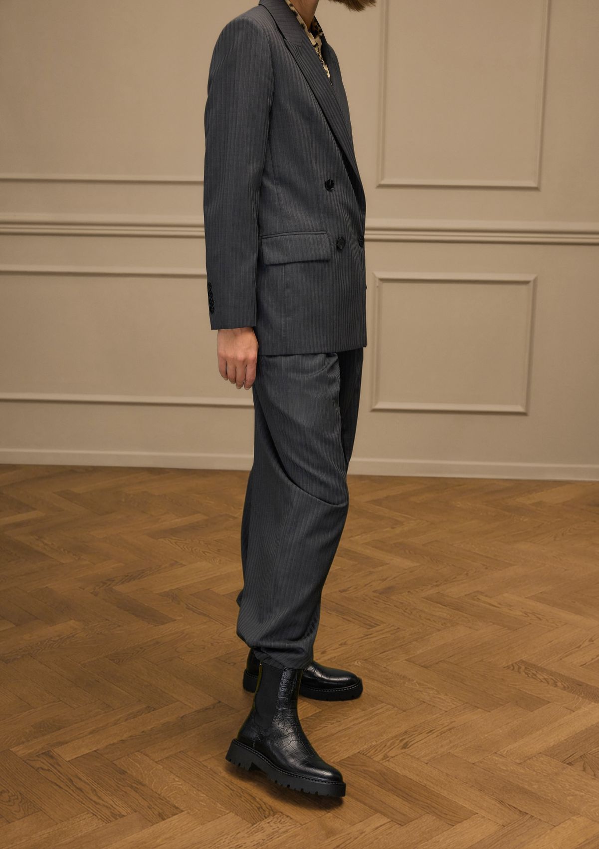 Schwarze Chelsea Boots aus Leder mit Krokomuster