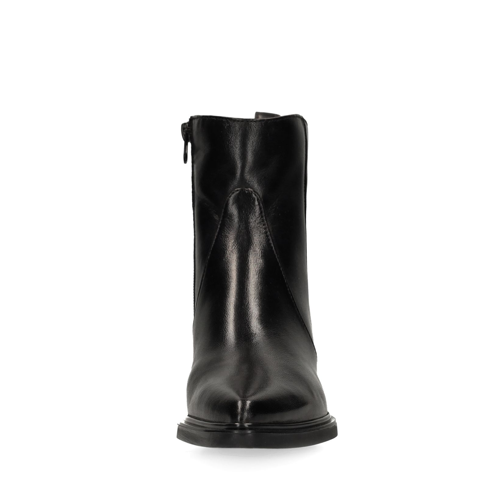 Schwarze Lederstiefeletten mit Absatz