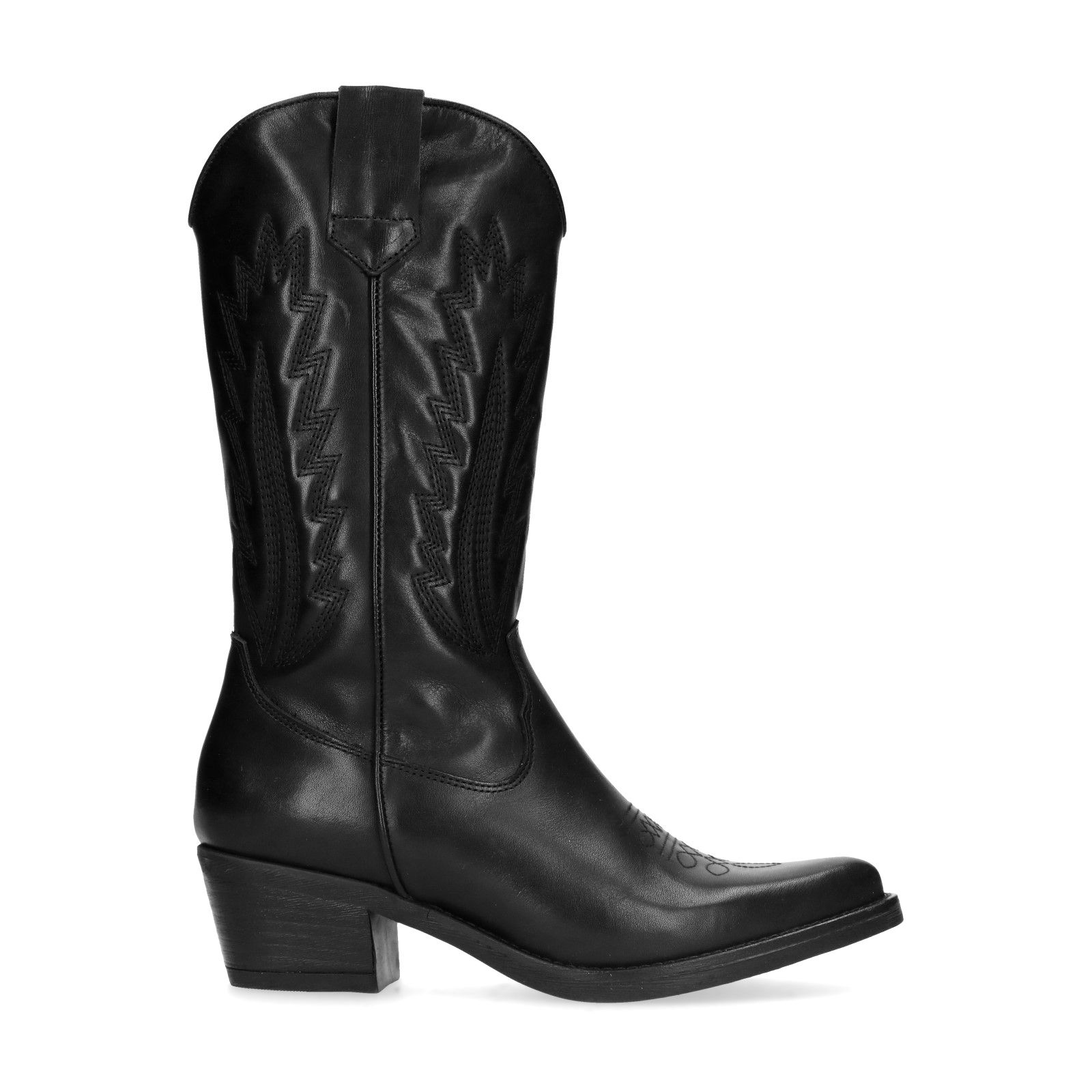 Zwarte leren cowboylaarzen