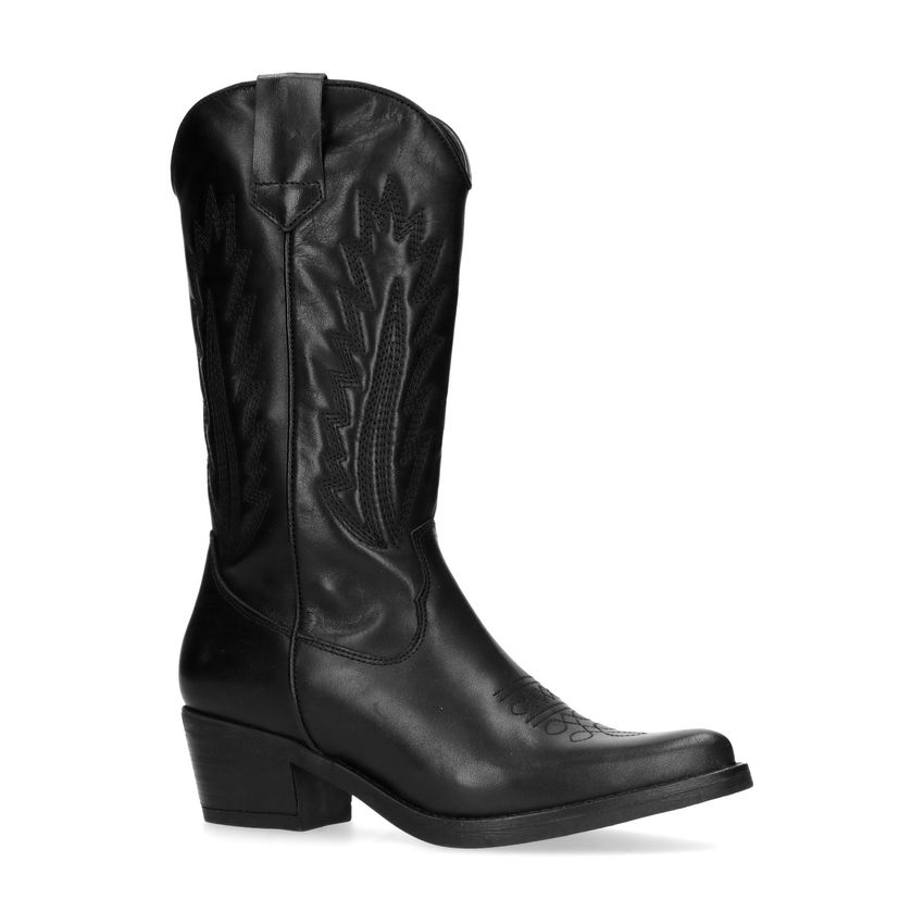 Schwarze Cowboystiefel aus Leder