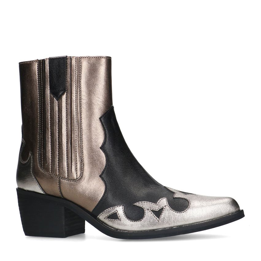 Zwarte metallic leren cowboy laarzen