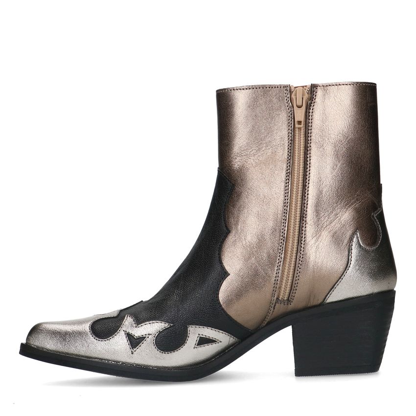 Zwarte metallic leren cowboy laarzen