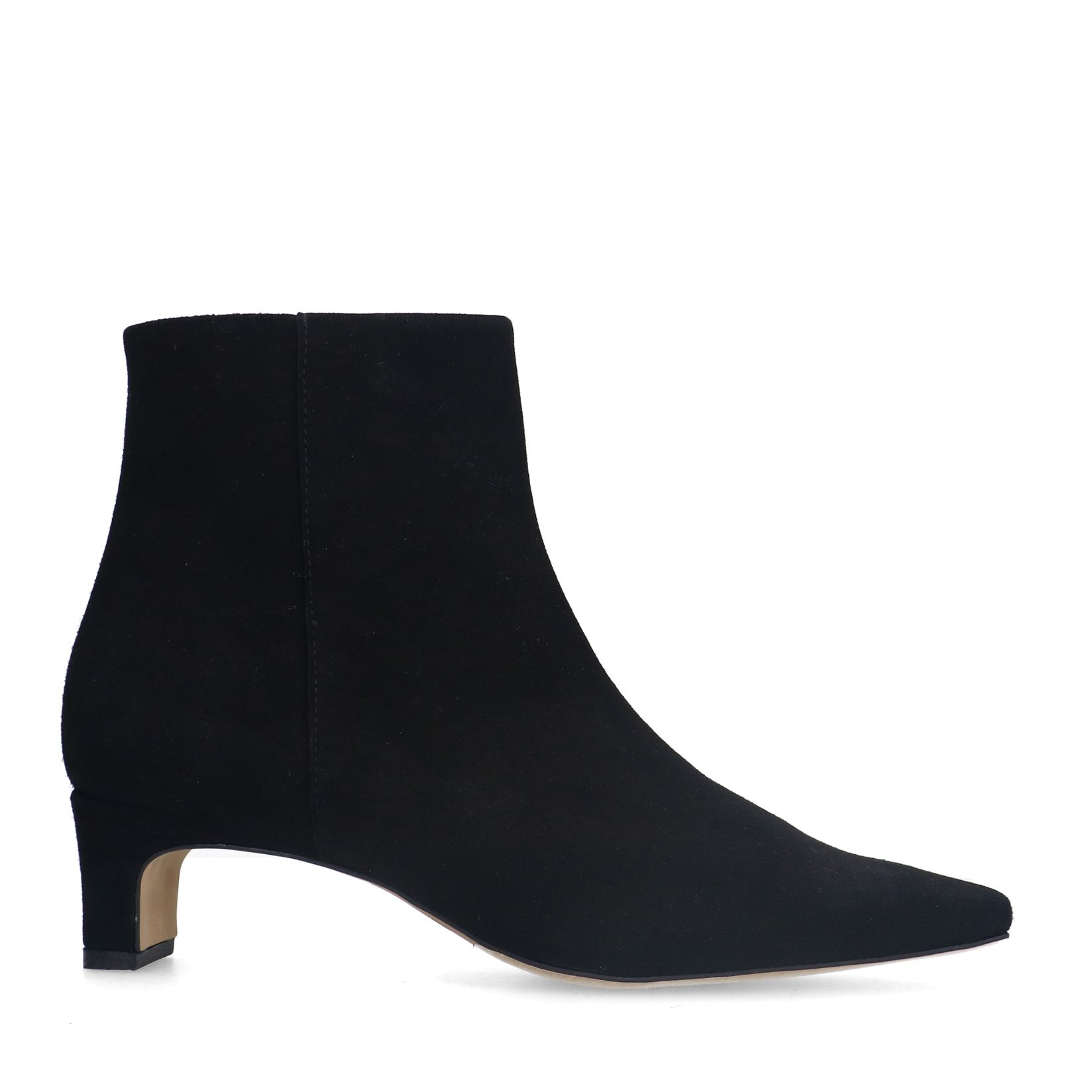 Schwarze Veloursleder-Stiefeletten mit Absatz