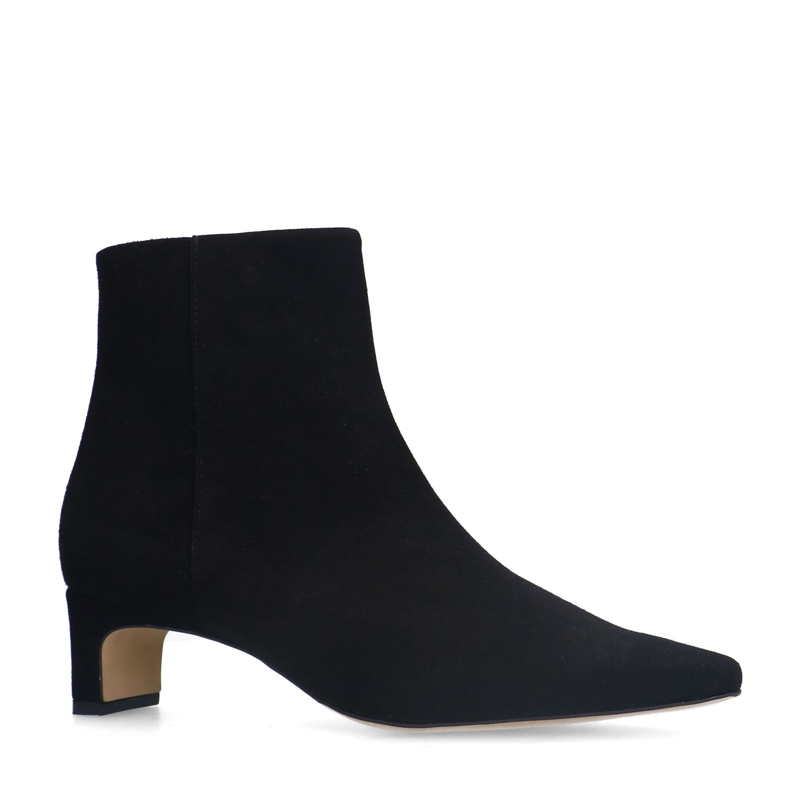 Schwarze Veloursleder-Stiefeletten mit Absatz