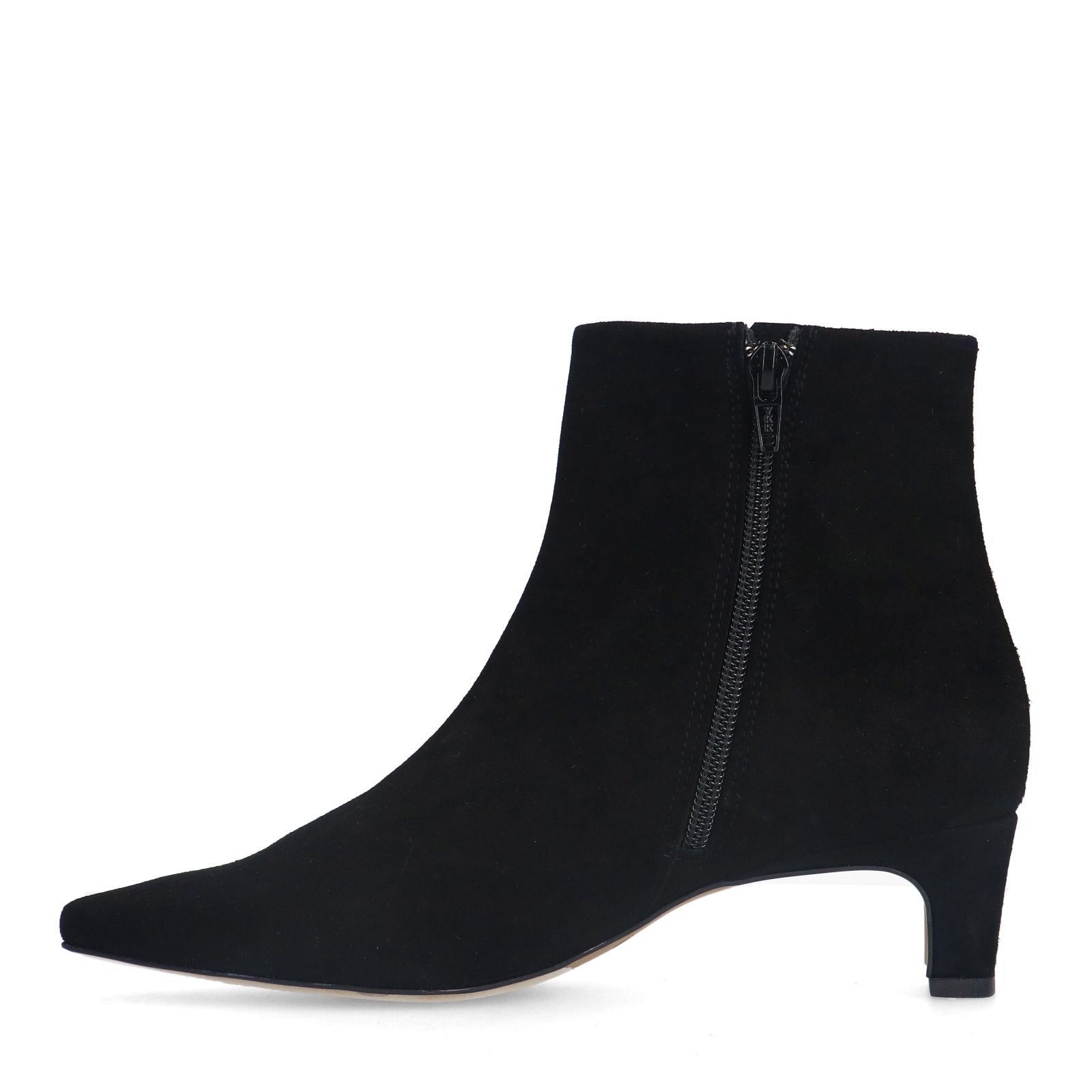 Schwarze Veloursleder-Stiefeletten mit Absatz
