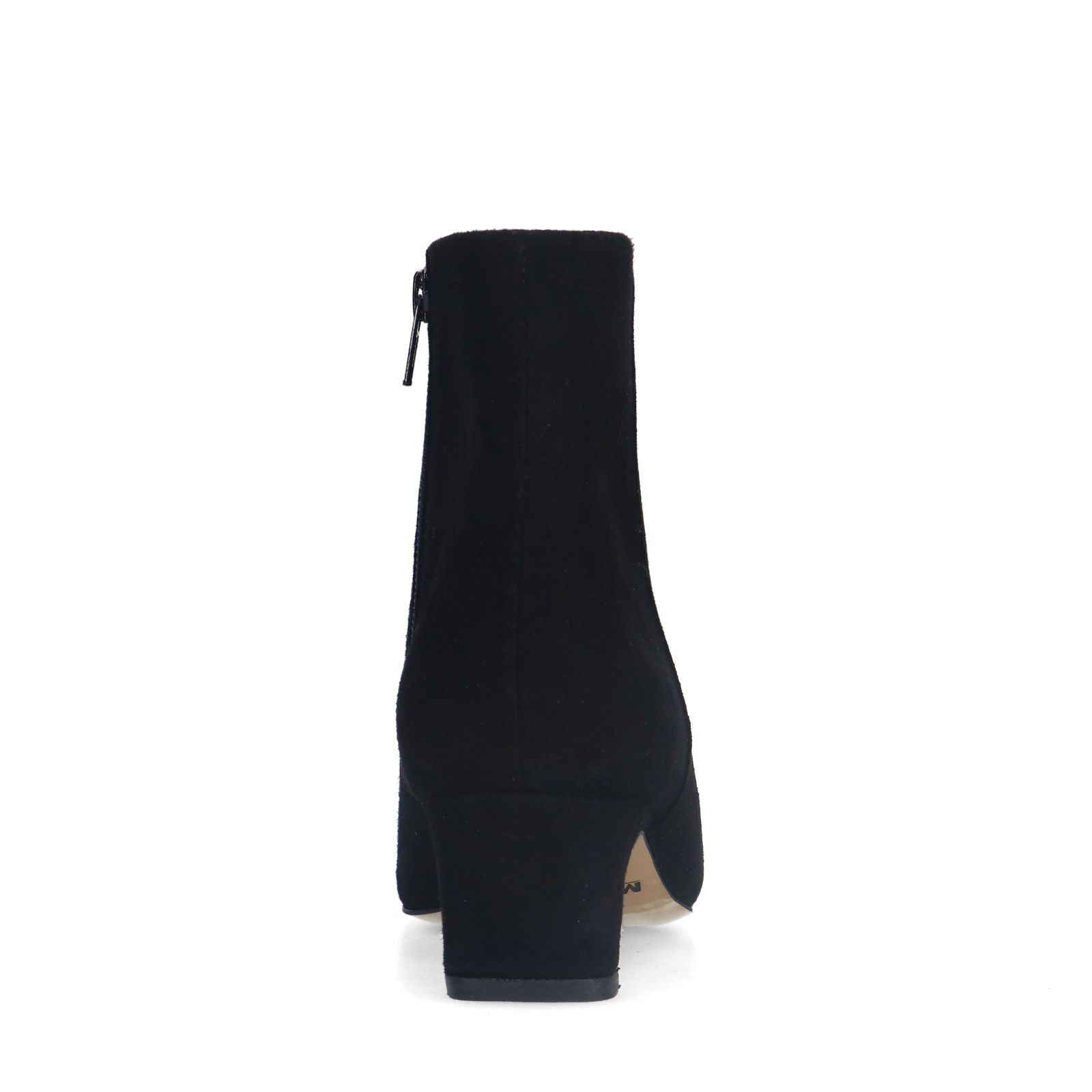 Schwarze Veloursleder-Stiefeletten mit Absatz
