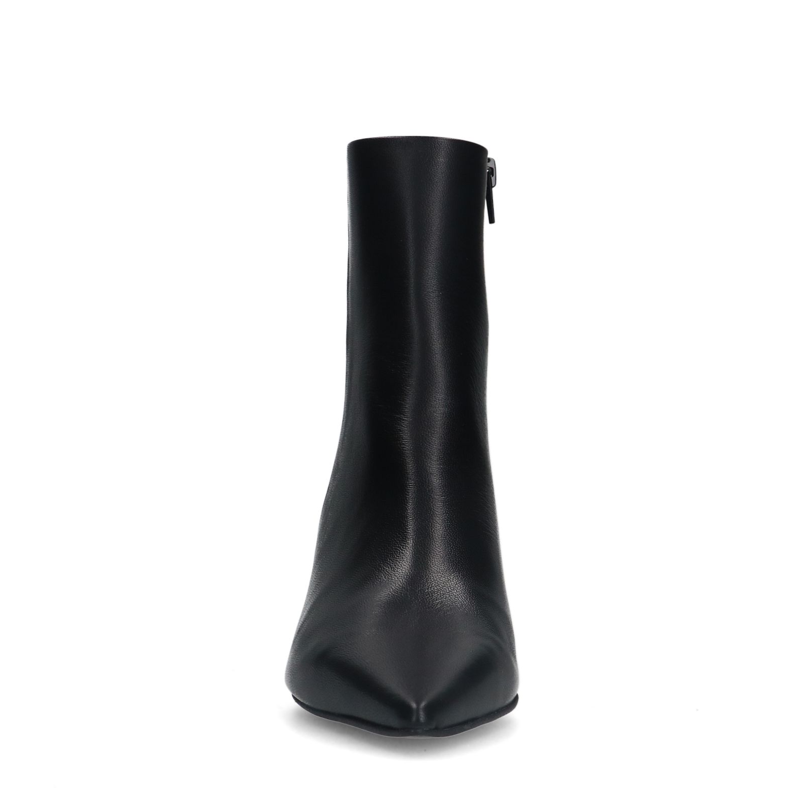Schwarze Lederstiefeletten mit Absatz