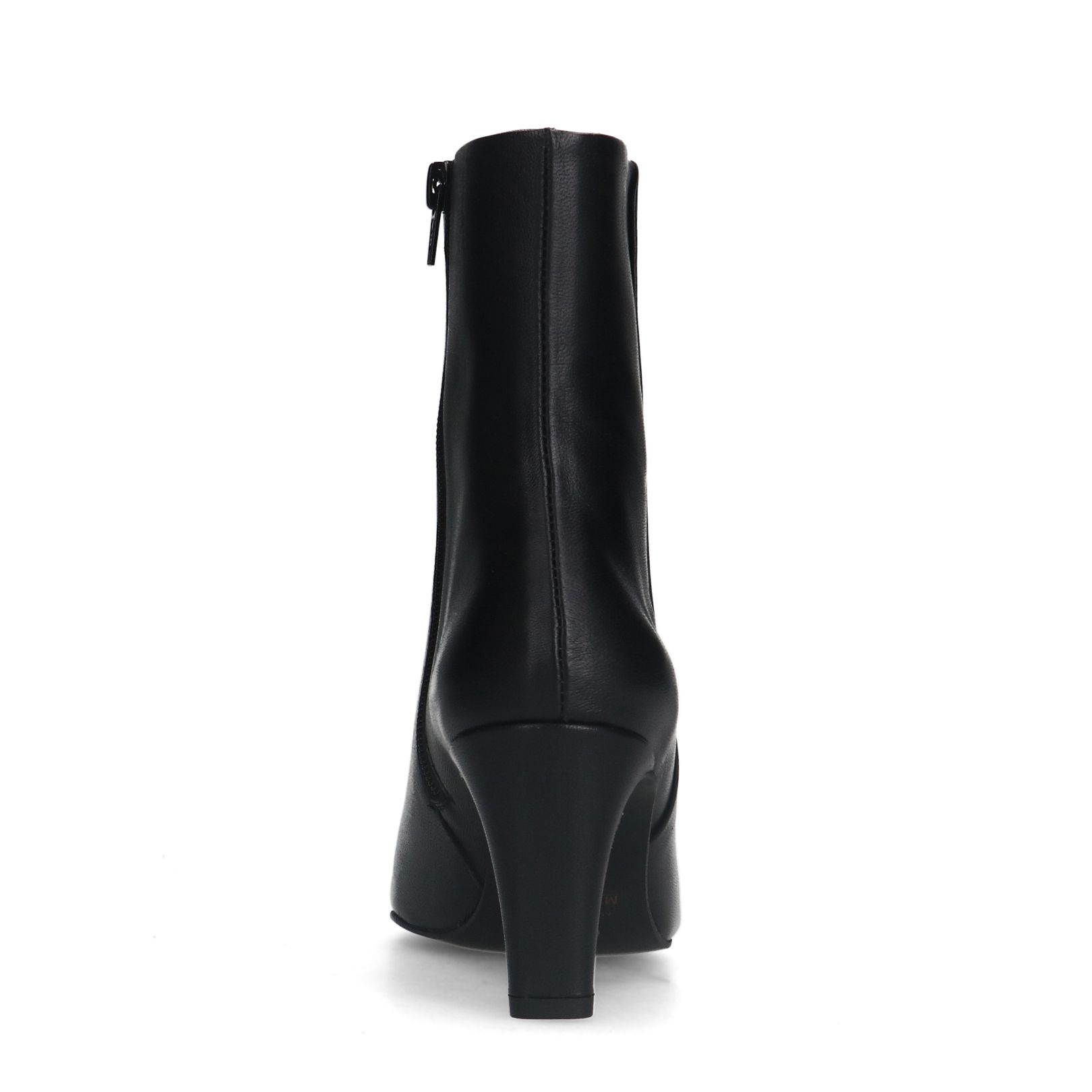 Schwarze Lederstiefeletten mit Absatz