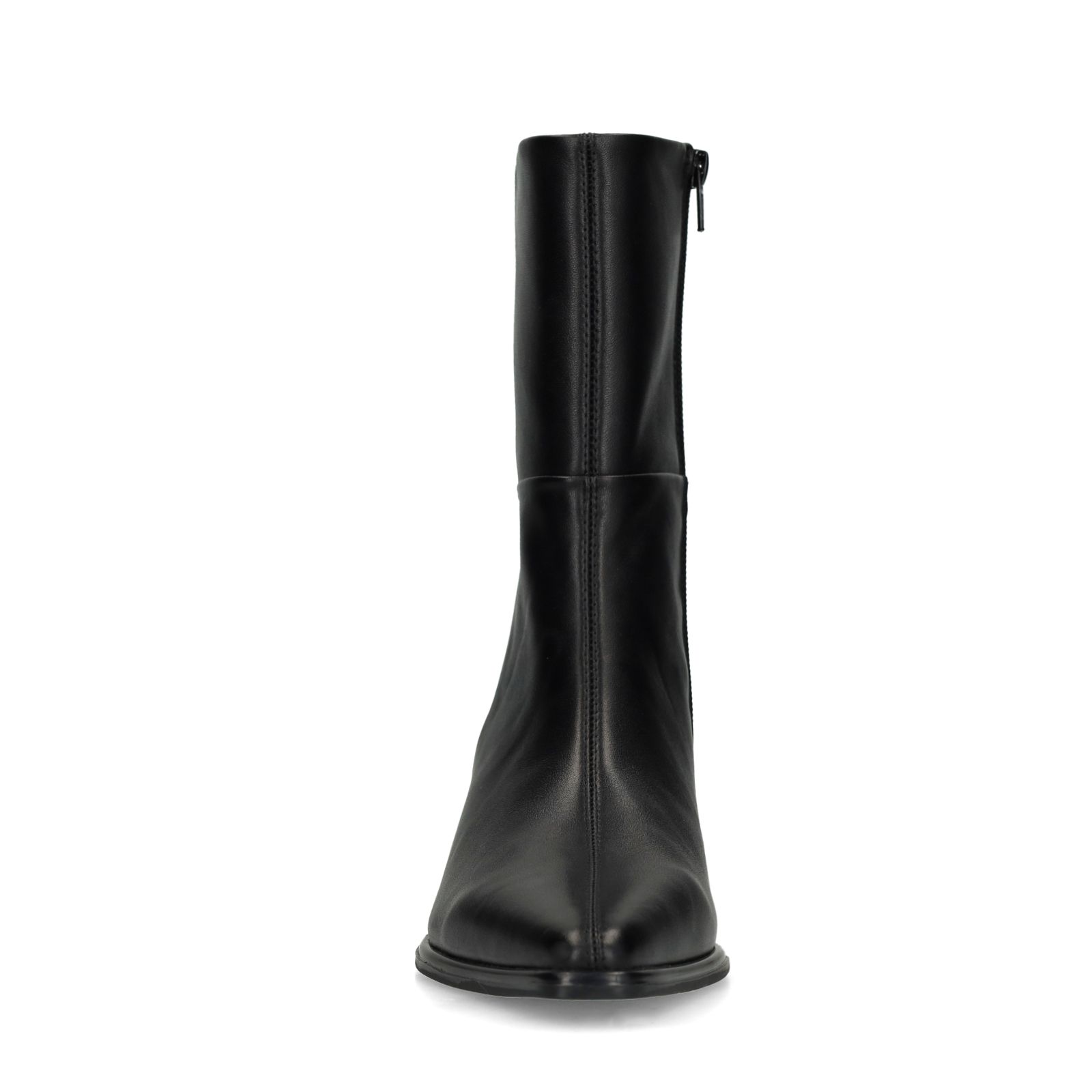 Schwarze Lederstiefeletten mit Absatz