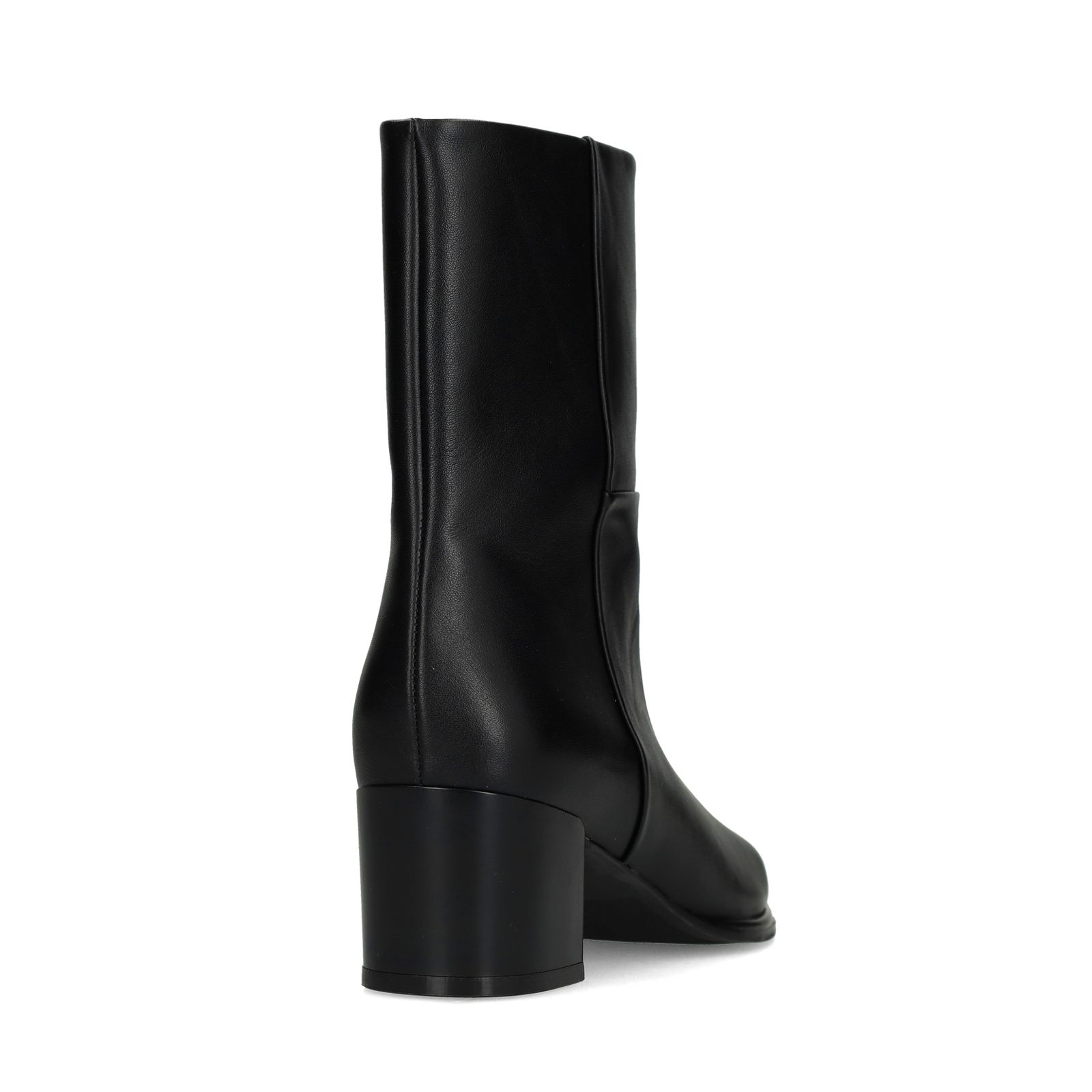 Schwarze Lederstiefeletten mit Absatz