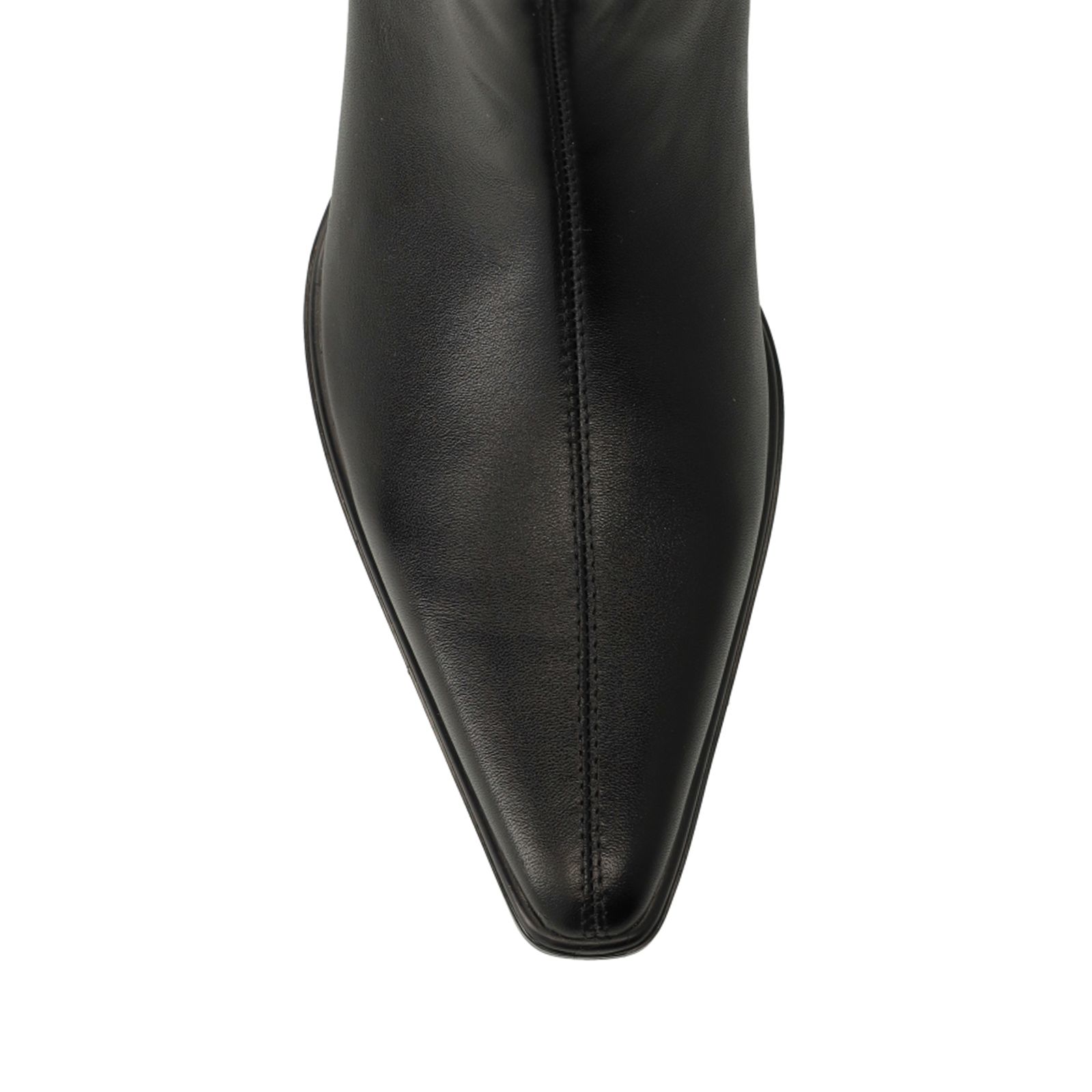 Schwarze Lederstiefeletten mit Absatz