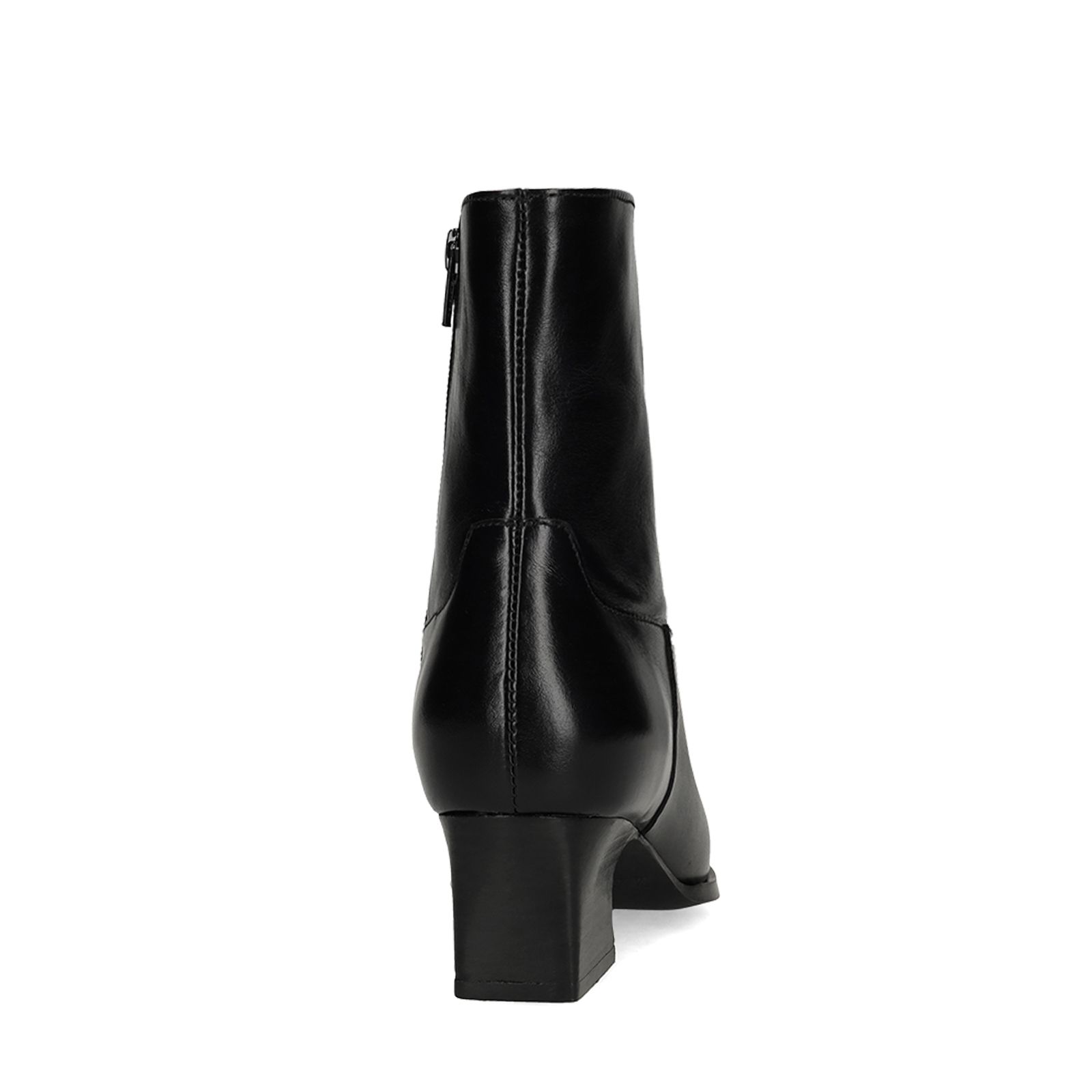 Schwarze Lederstiefeletten mit Absatz