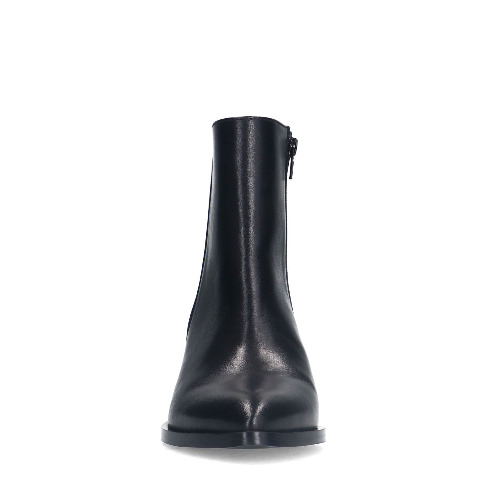Schwarze Lederstiefeletten mit Absatz