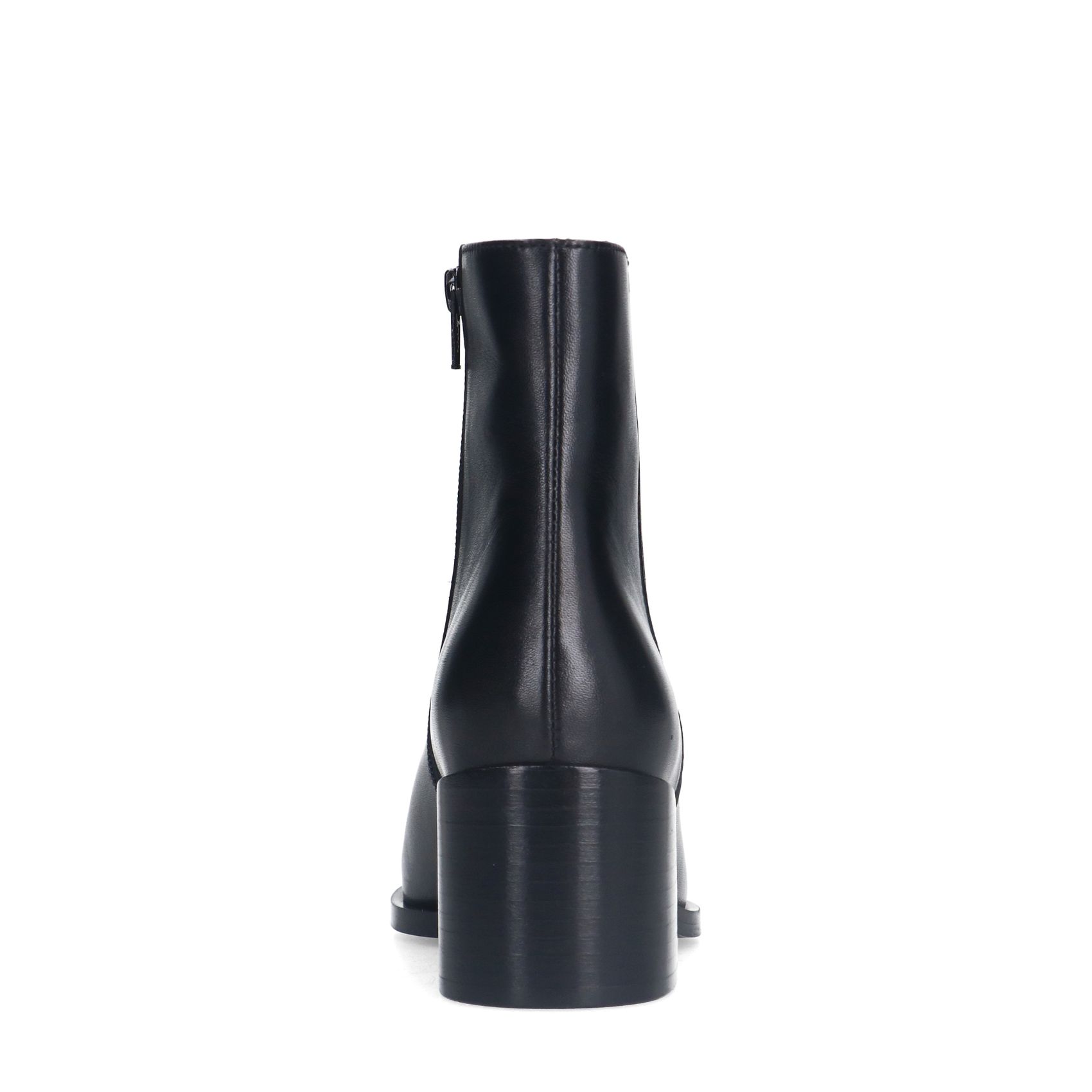 Schwarze Lederstiefeletten mit Absatz