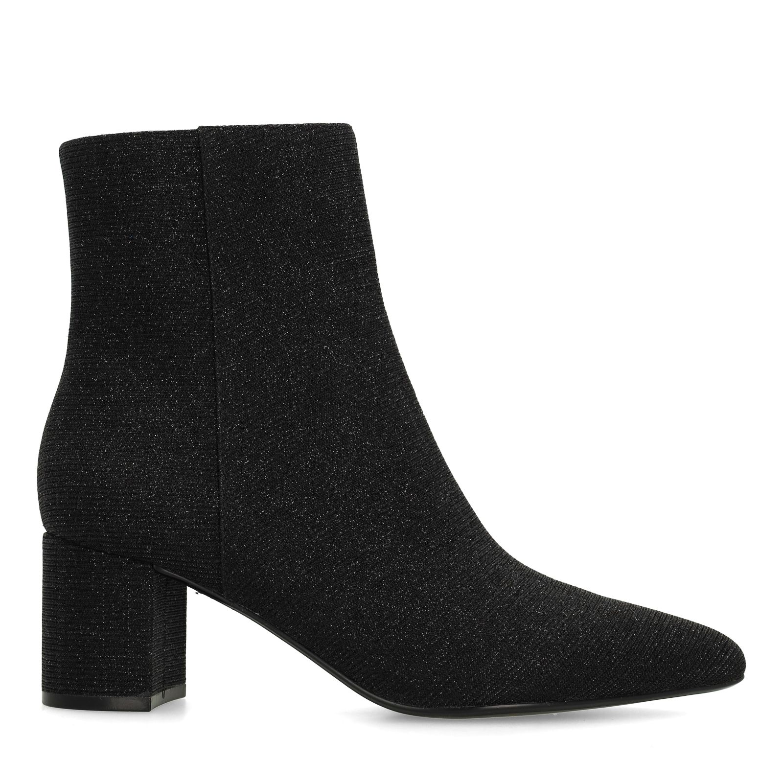 Schwarze Glitzer-Stiefeletten mit Absatz