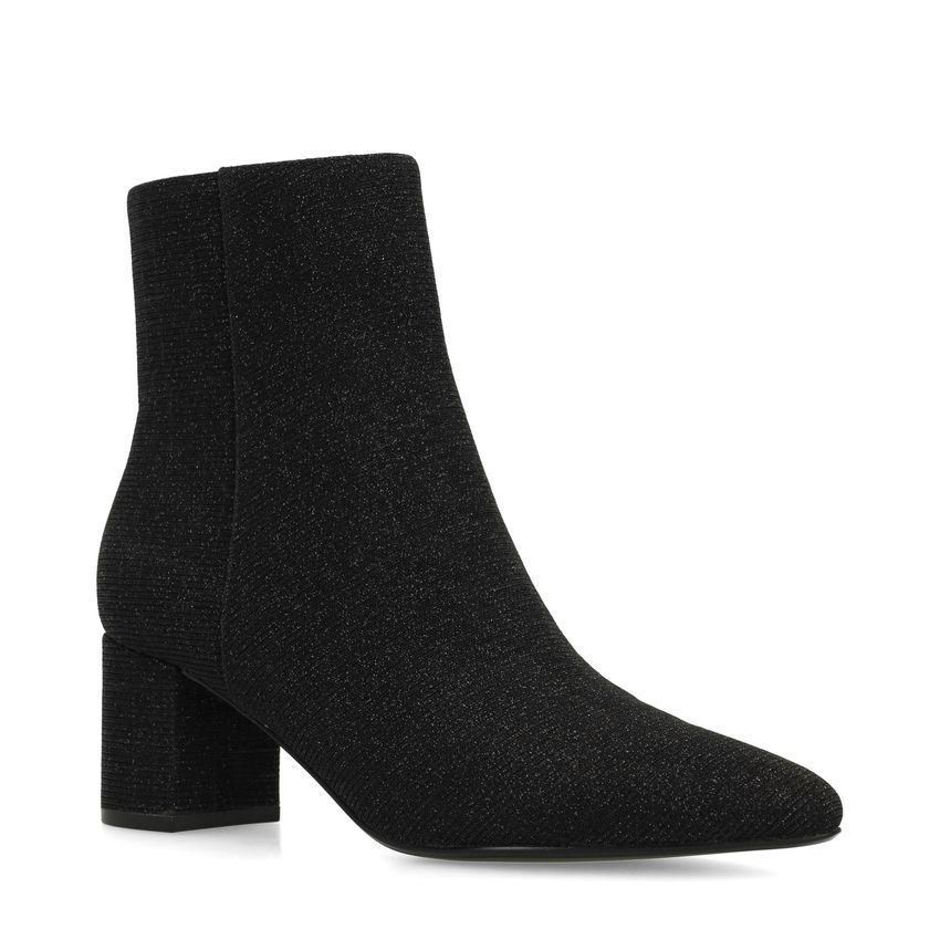 Schwarze Glitzer-Stiefeletten mit Absatz