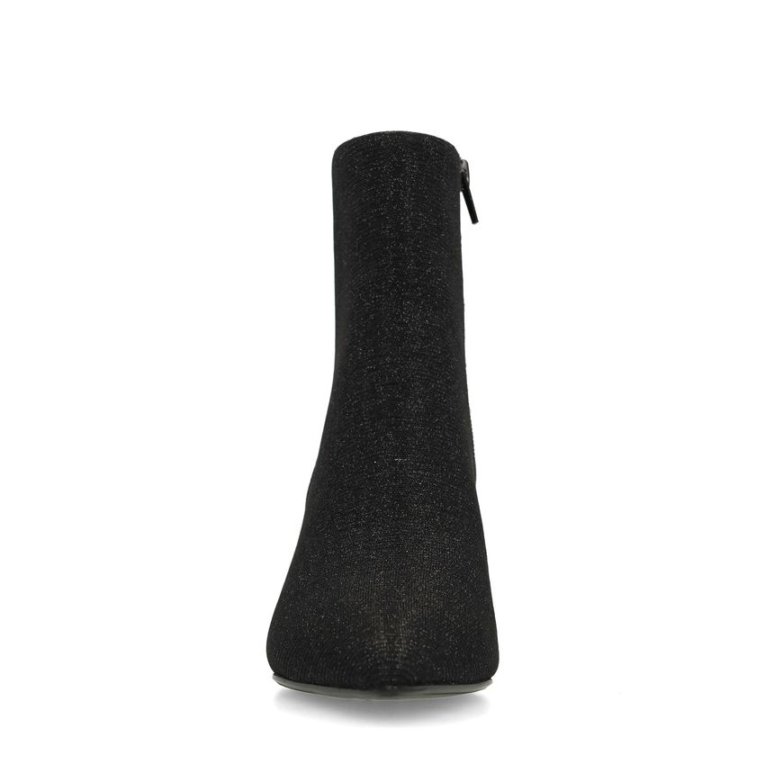 Schwarze Glitzer-Stiefeletten mit Absatz