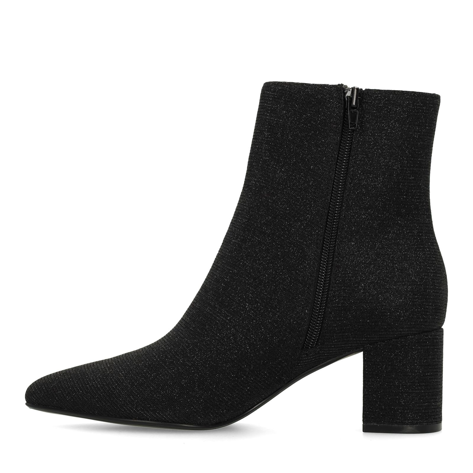 Schwarze Glitzer-Stiefeletten mit Absatz
