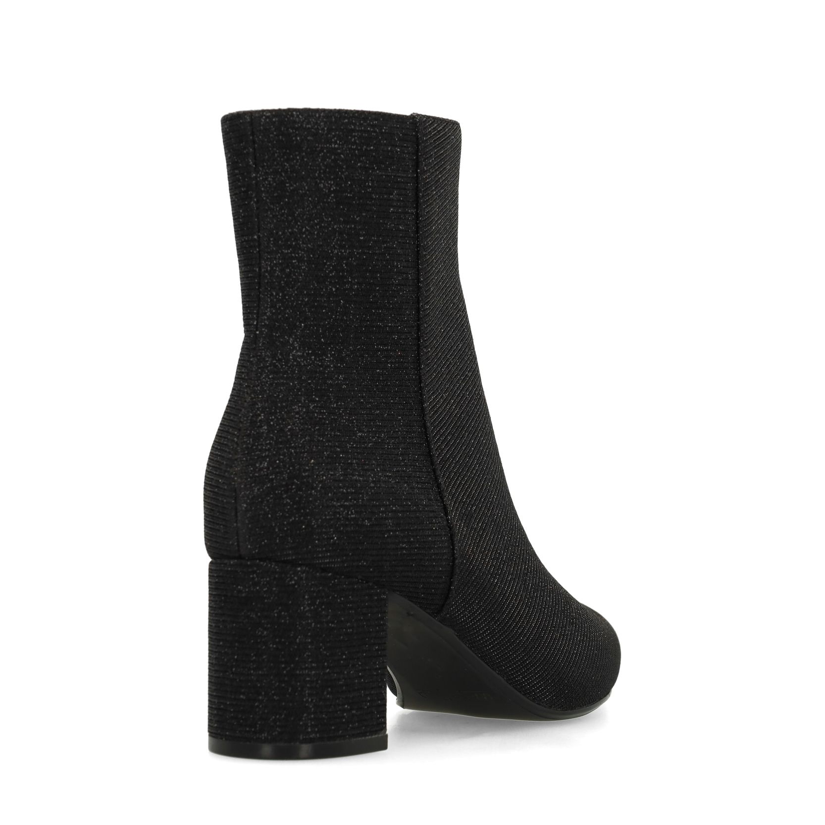 Schwarze Glitzer-Stiefeletten mit Absatz