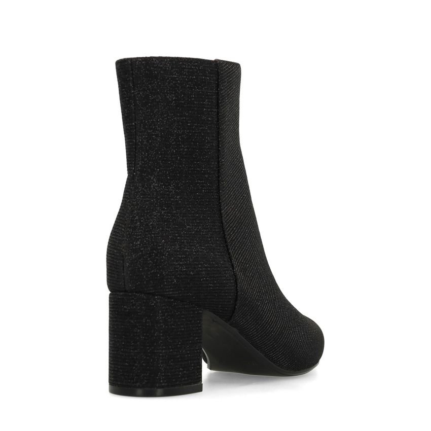 Schwarze Glitzer-Stiefeletten mit Absatz