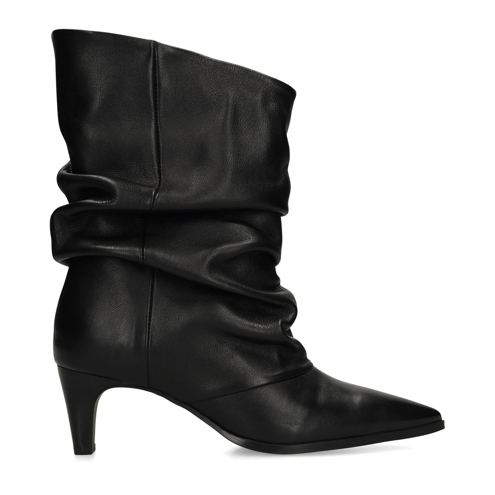 Schwarze Slouchy Boots aus Leder mit Absatz