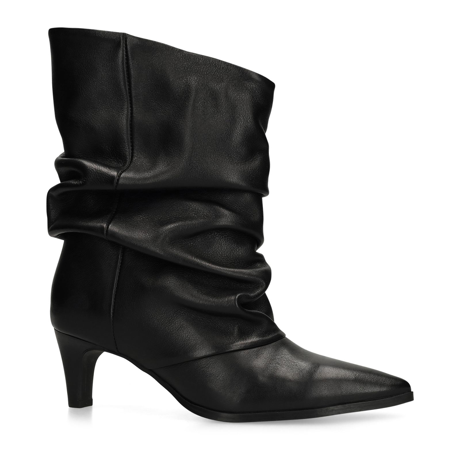 Schwarze Slouchy Boots aus Leder mit Absatz