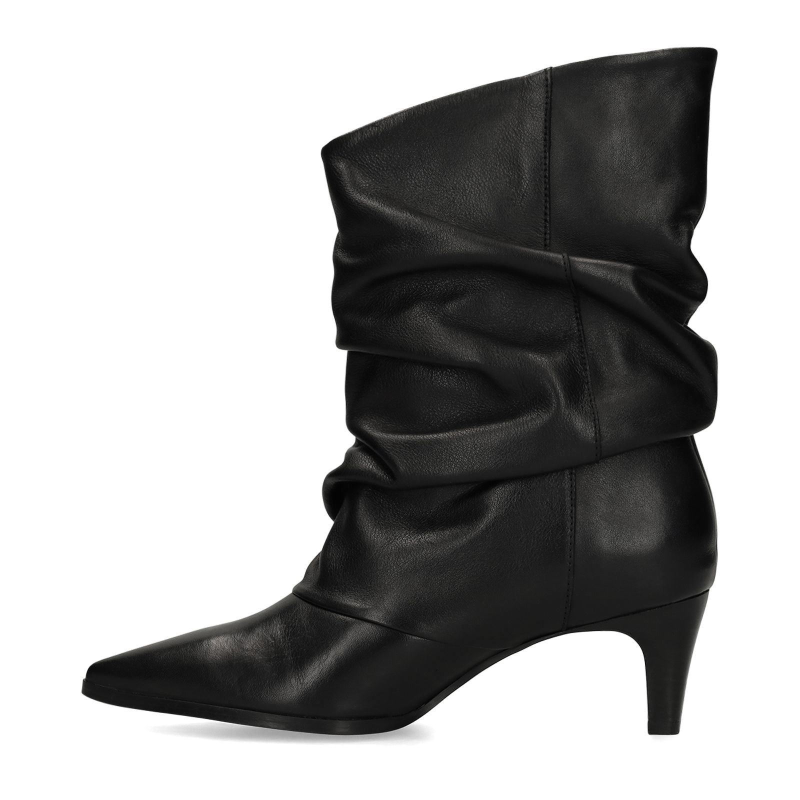 Schwarze Slouchy Boots aus Leder mit Absatz