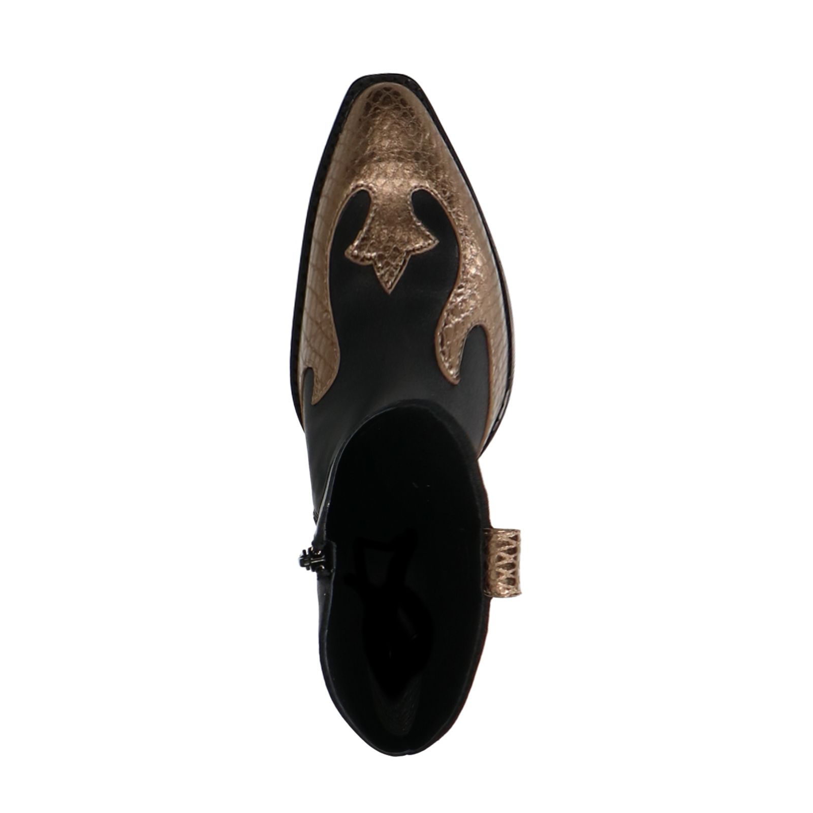 Zwarte leren cowboy laarzen met goudkleurige details