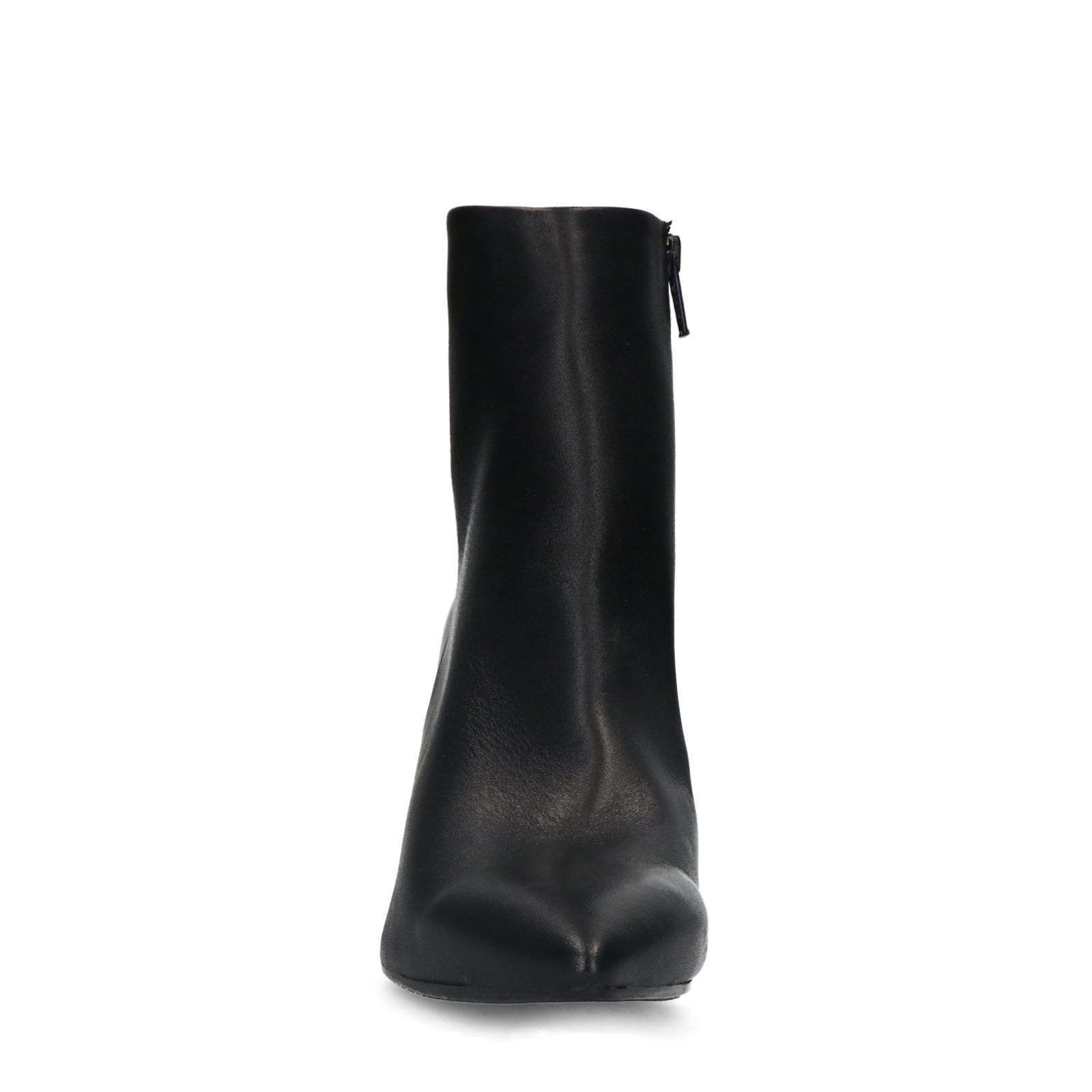 Schwarze Lederstiefeletten mit Absatz
