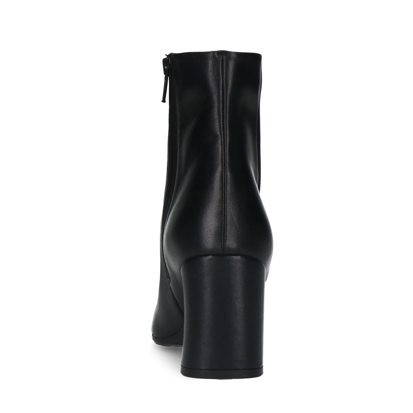 Schwarze Lederstiefeletten mit Absatz