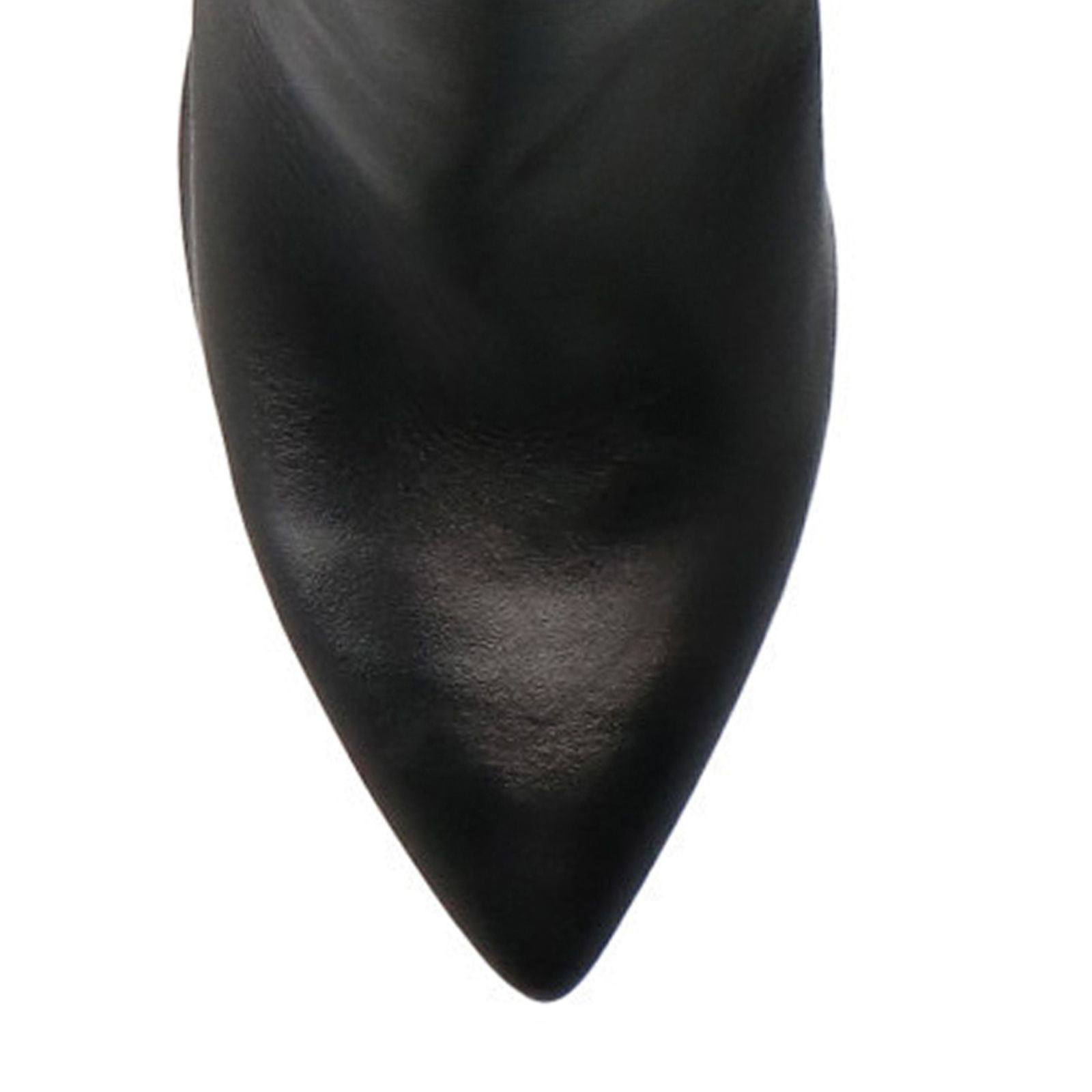 Schwarze Lederstiefeletten mit Absatz