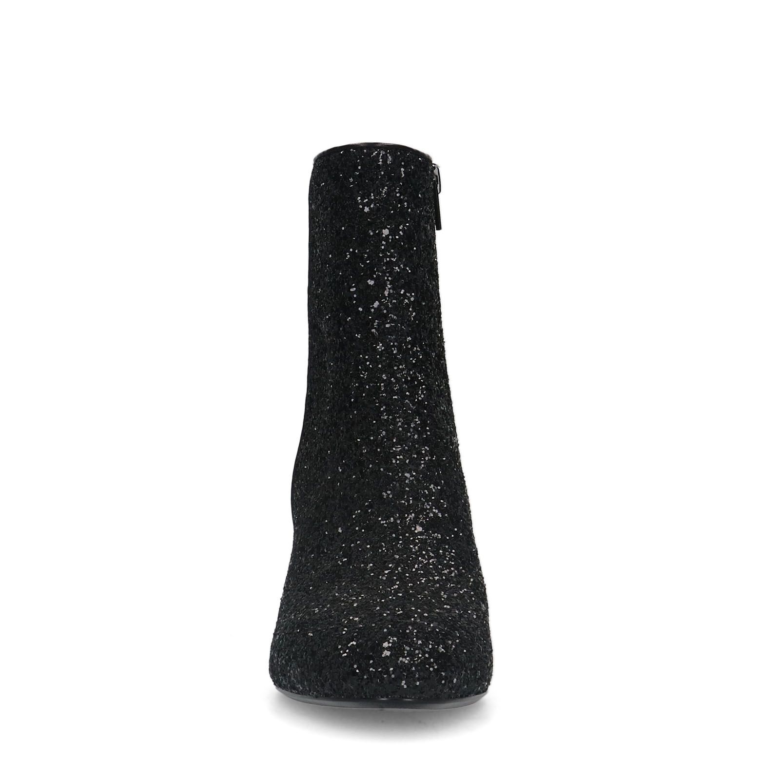 Zwarte glitter enkellaarsjes met hak