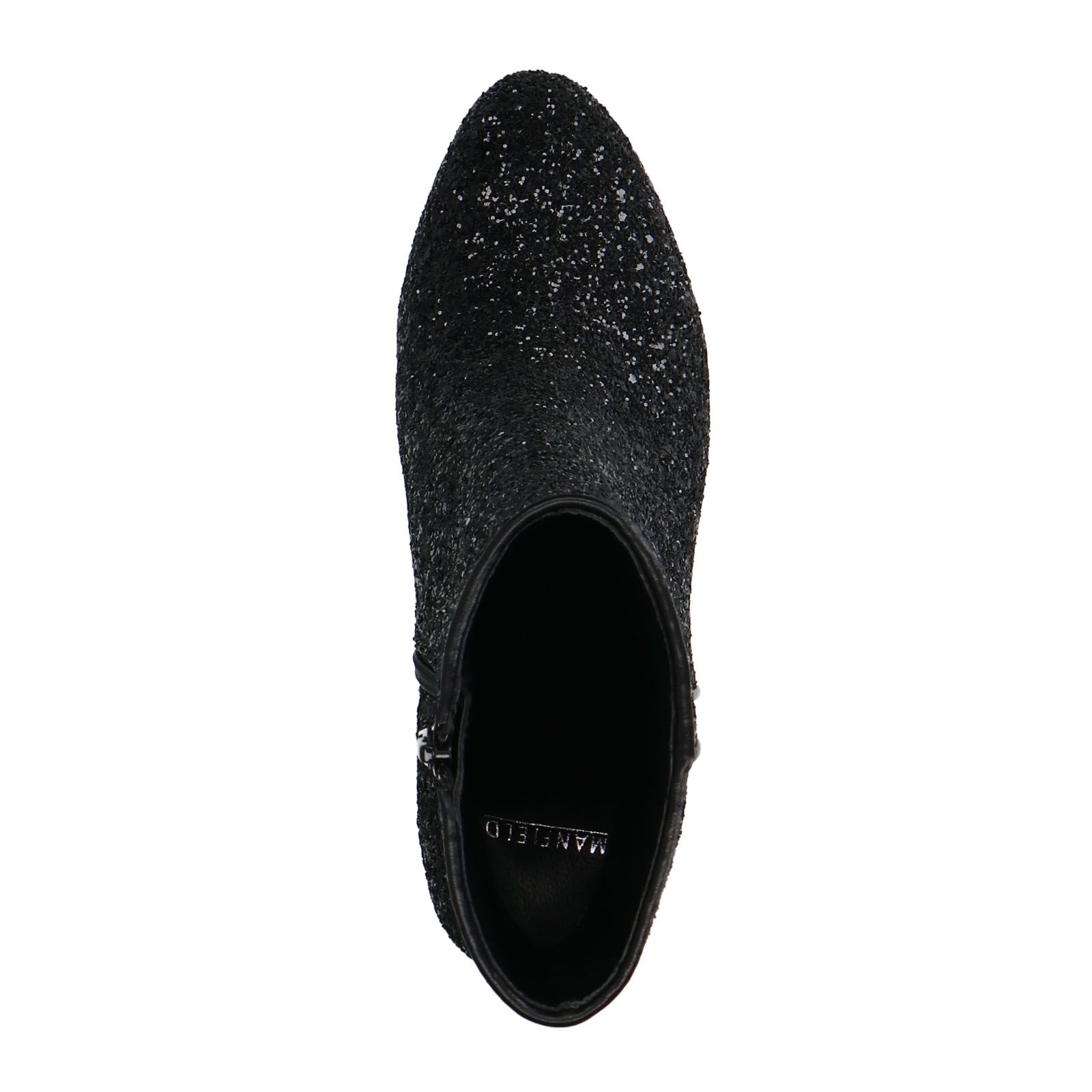 Schwarze Glitzer-Stiefeletten mit Absatz