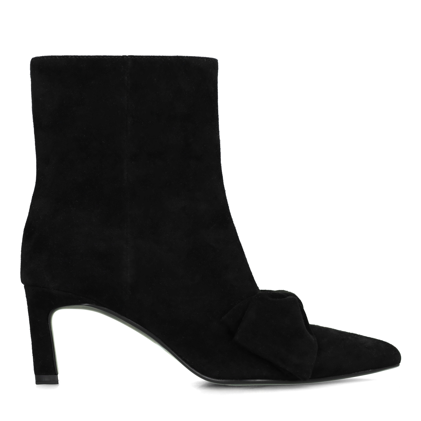 Zwarte suède enkellaarsjes met hak Enkellaarsjes met hak