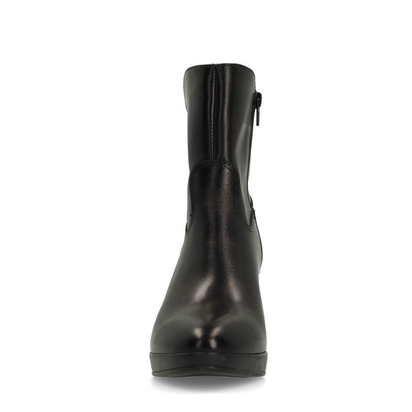 Schwarze Lederstiefeletten mit Absatz