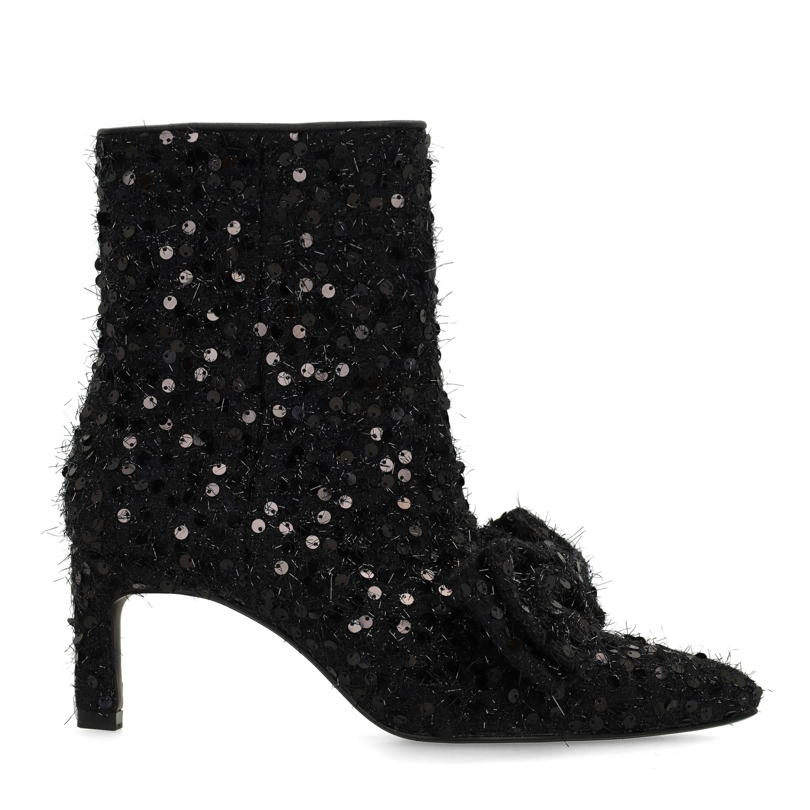 Zwarte glitter enkellaarsjes met hak