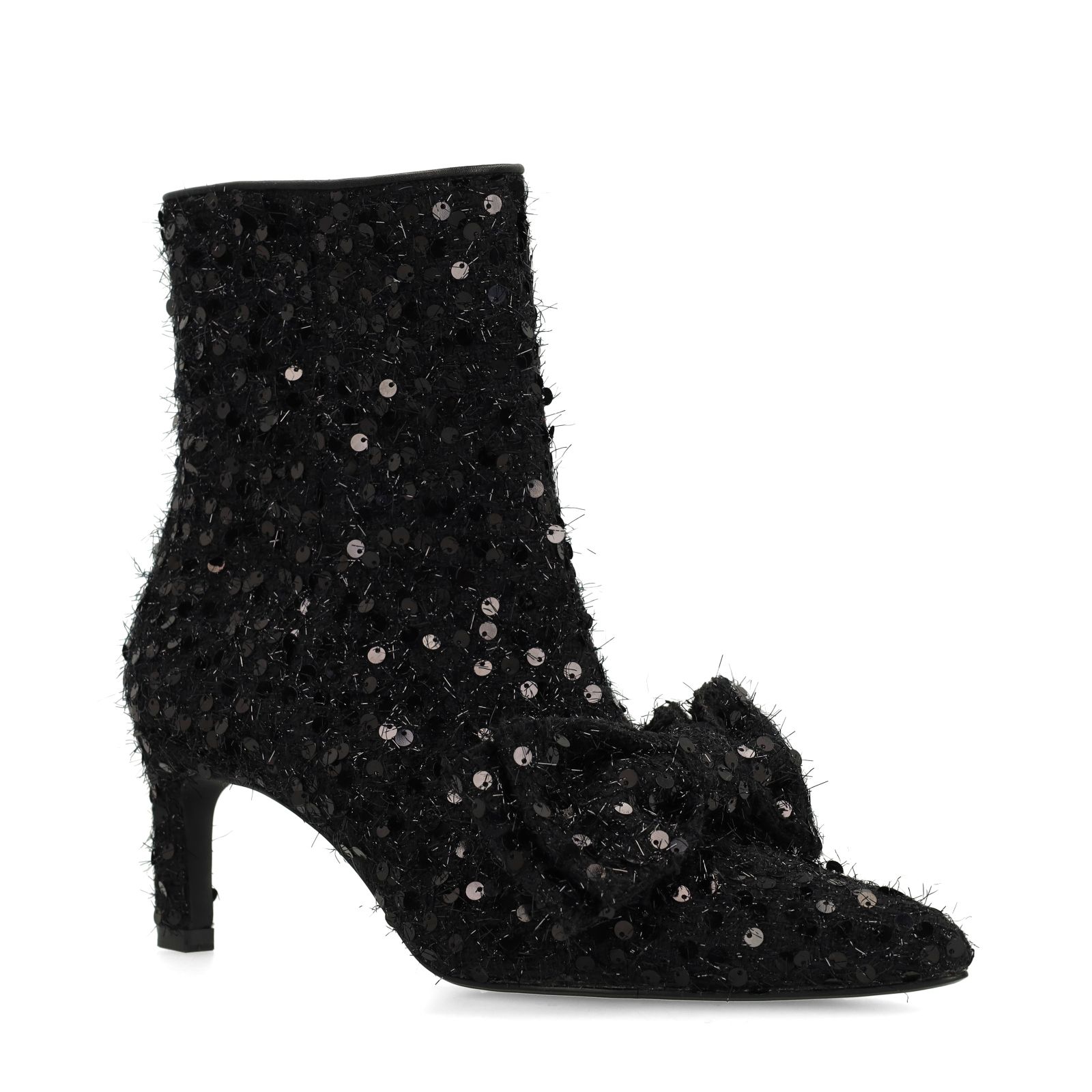 Zwarte glitter enkellaarsjes met hak