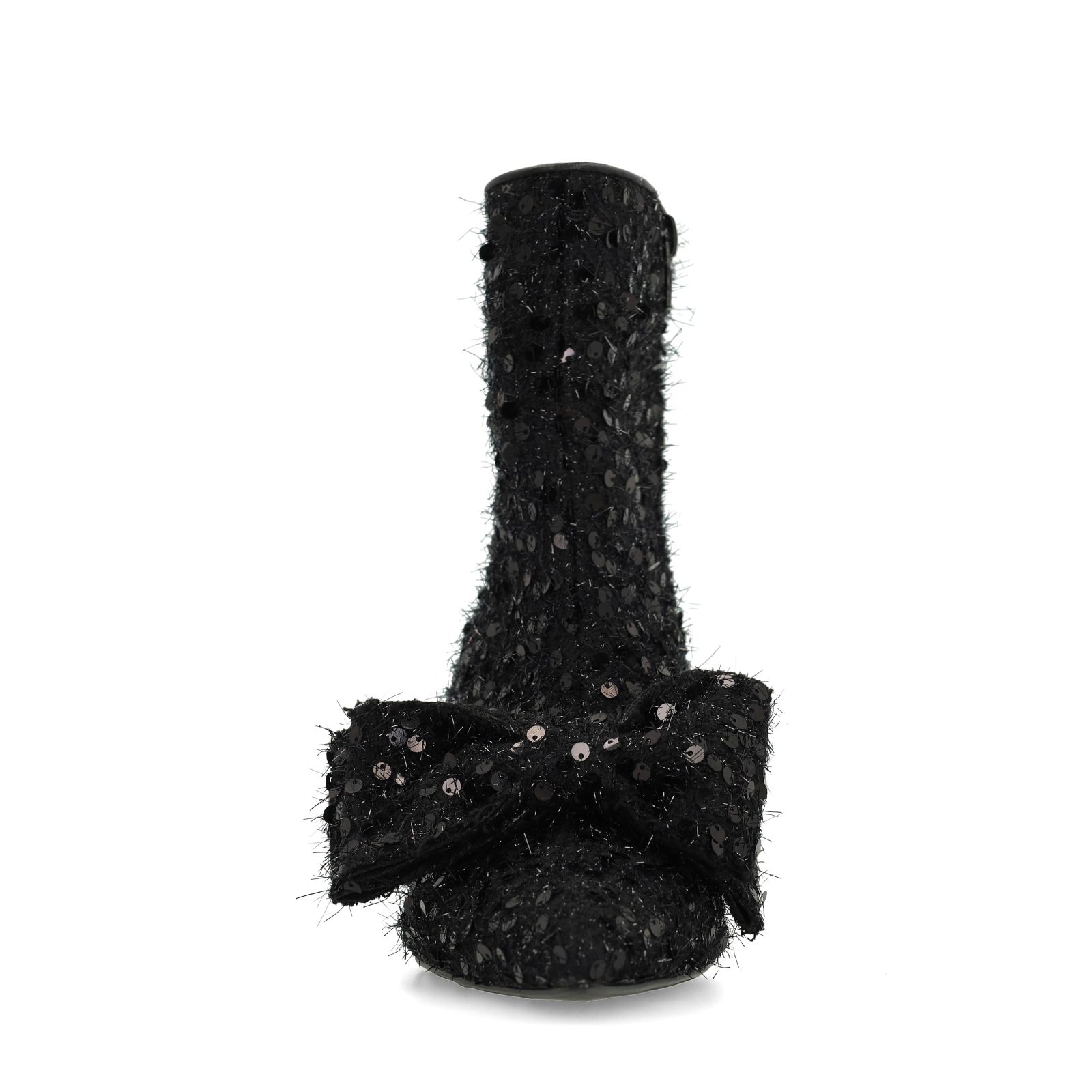 Zwarte glitter enkellaarsjes met hak