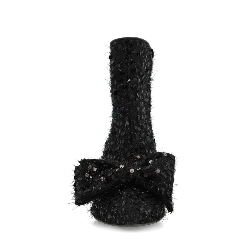 Zwarte glitter enkellaarsjes met hak