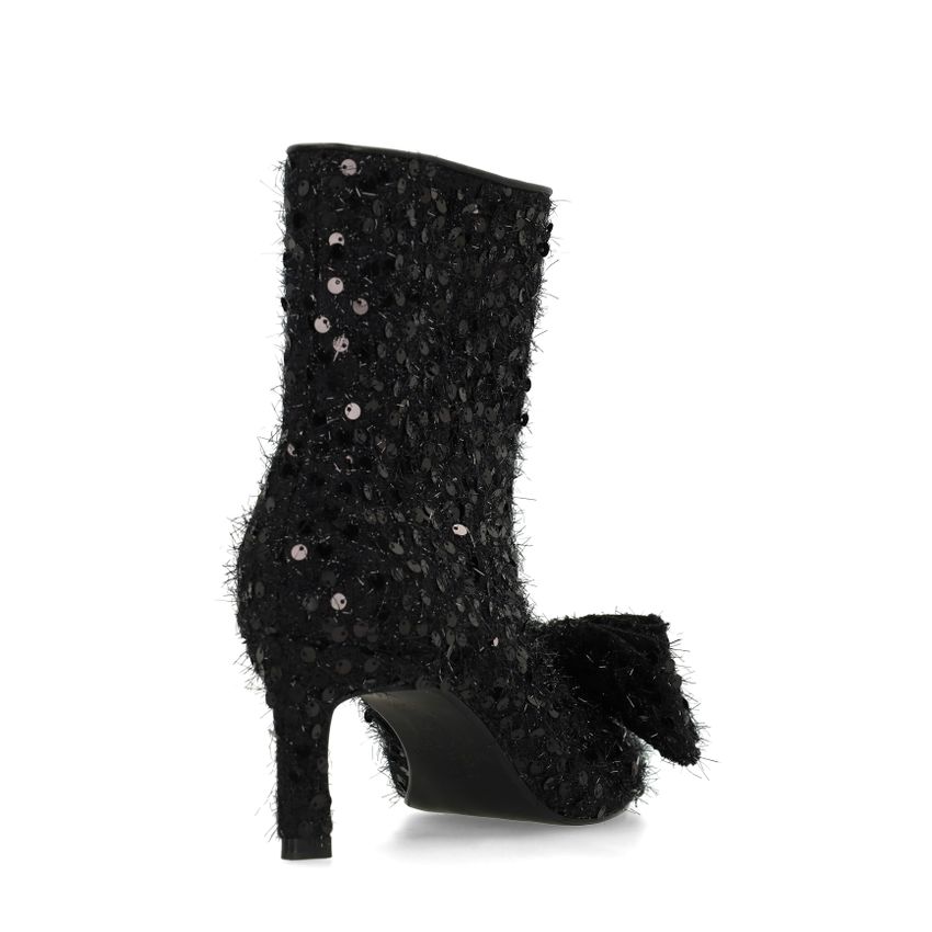 Zwarte glitter enkellaarsjes met hak